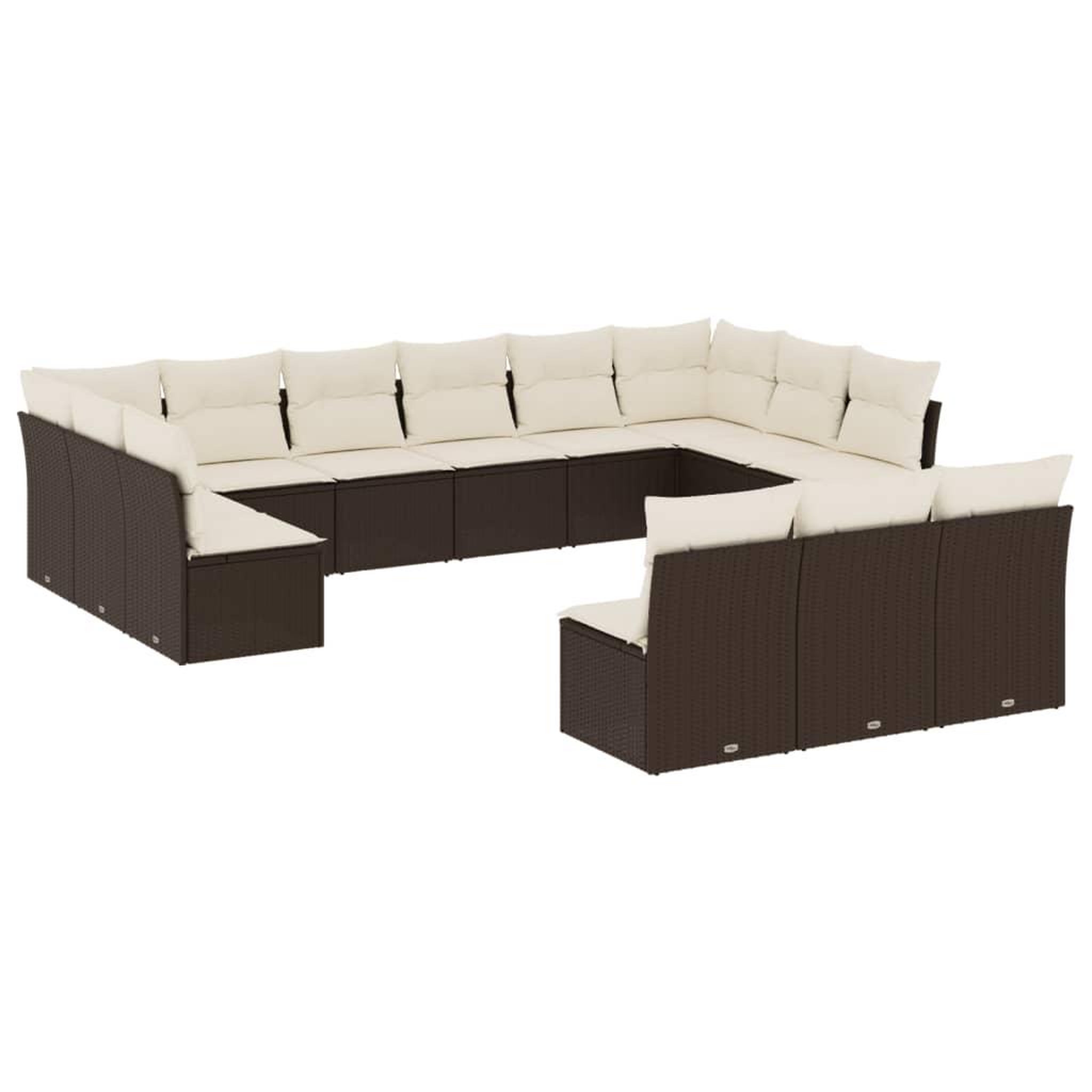Voir la diapositive 2 : VIDAXL Salon de jardin avec coussins 13 pcs marron resine tressee