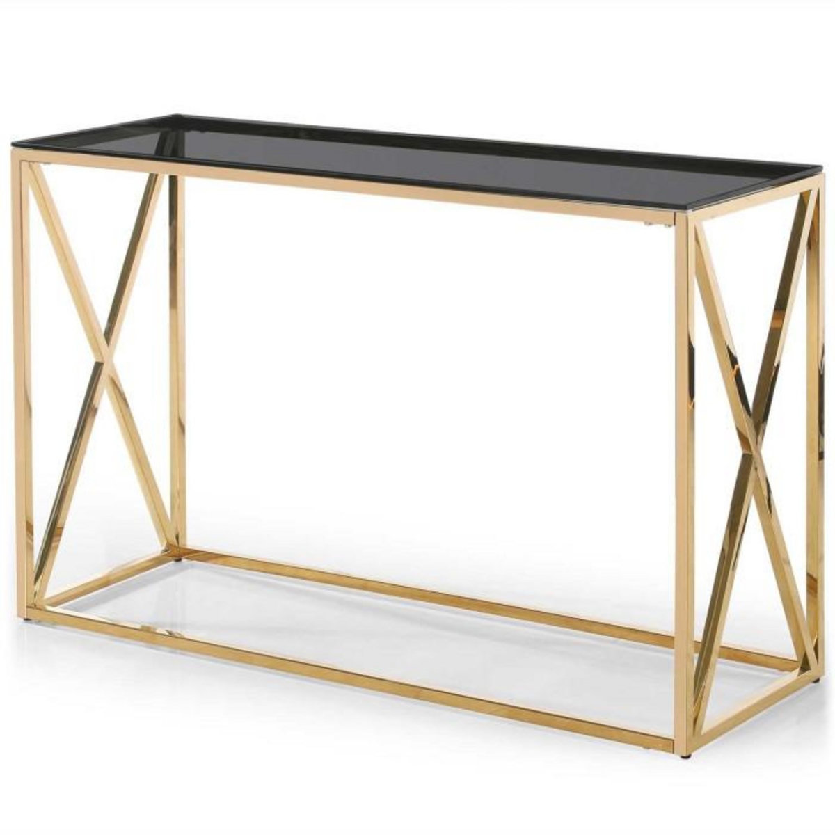 Paris Prix Console Design en Verre  Gladis  120cm Or & Noir