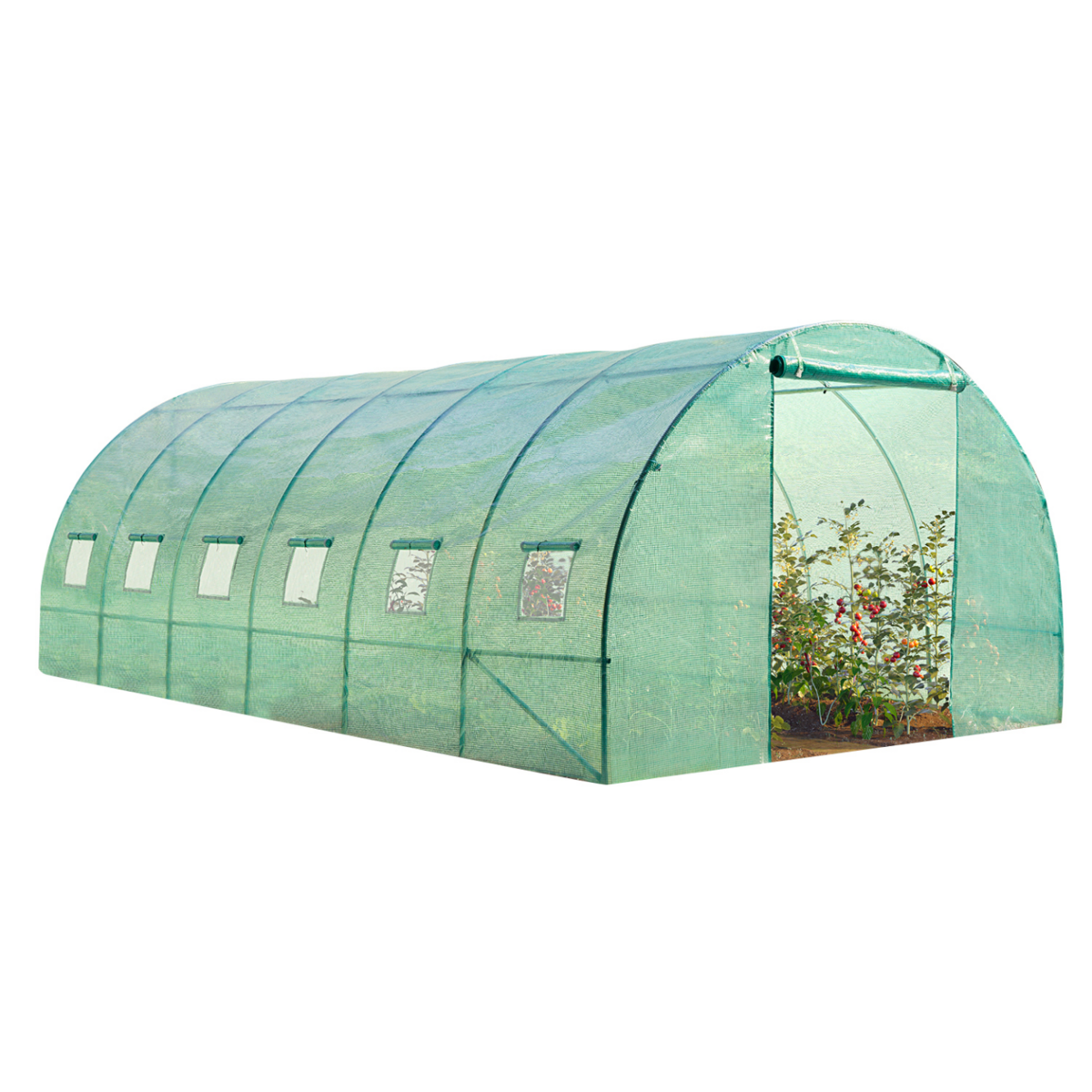 ID MARKET Bâche de rechange 130 gr/m² pour serre tunnel 18m² verte CRIMÉE