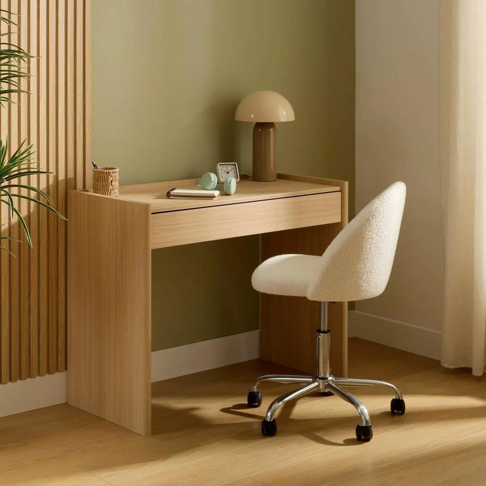 Voir la diapositive 6 : ATMOSPHERA Chaise de bureau à roulette en bouclette geos - blanc