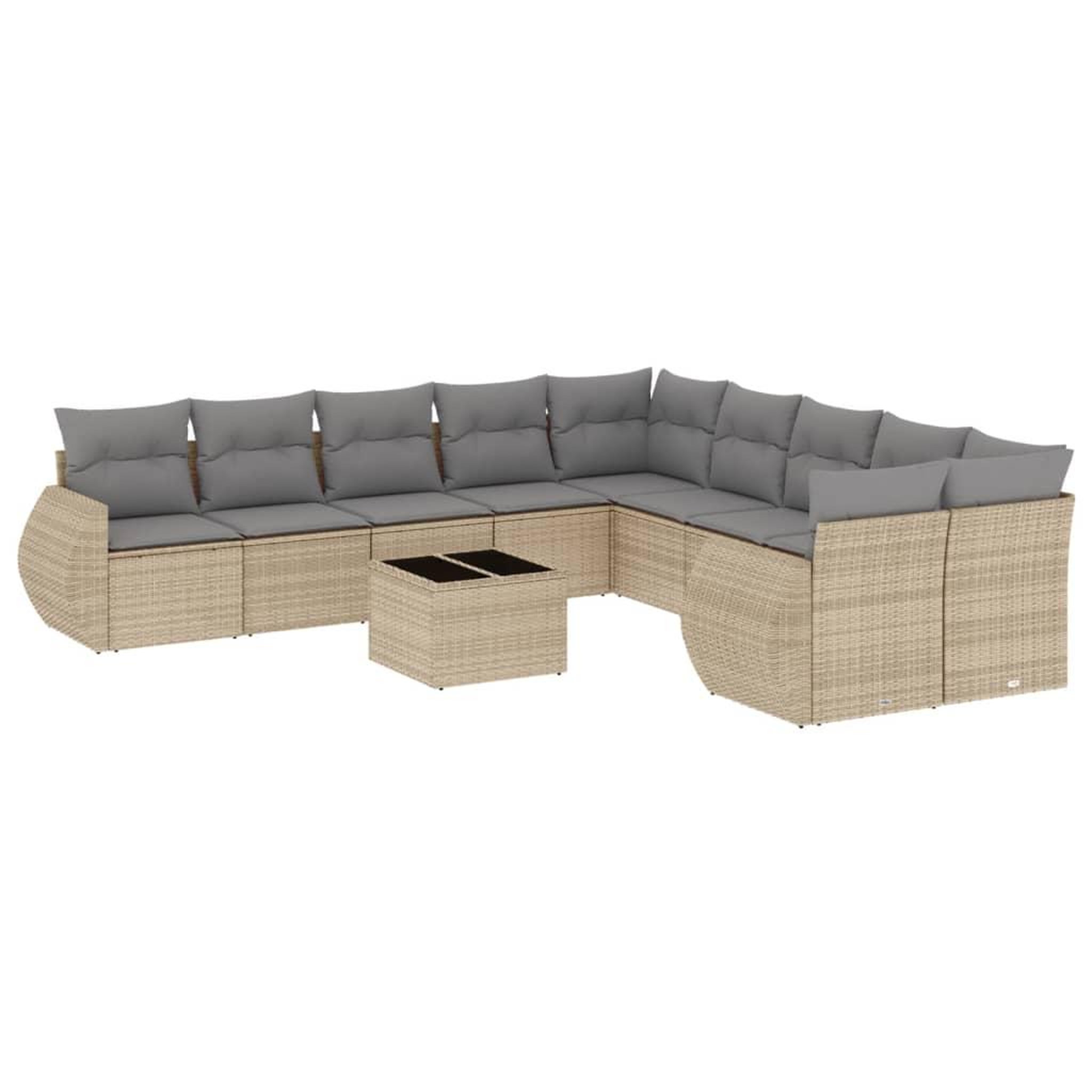 Voir la diapositive 2 : VIDAXL Salon de jardin 11 pcs avec coussins beige resine tressee