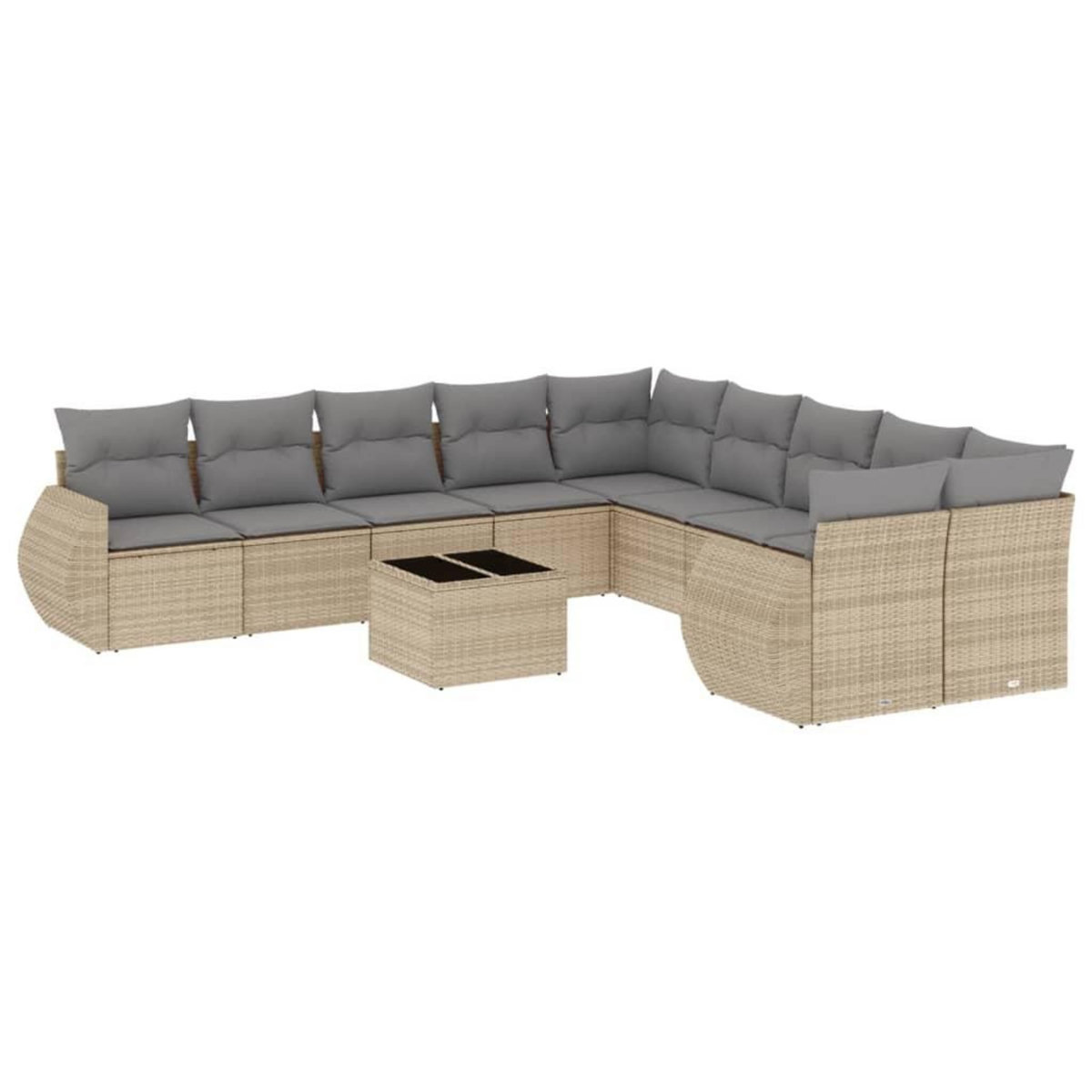 VIDAXL Salon de jardin 11 pcs avec coussins beige resine tressee