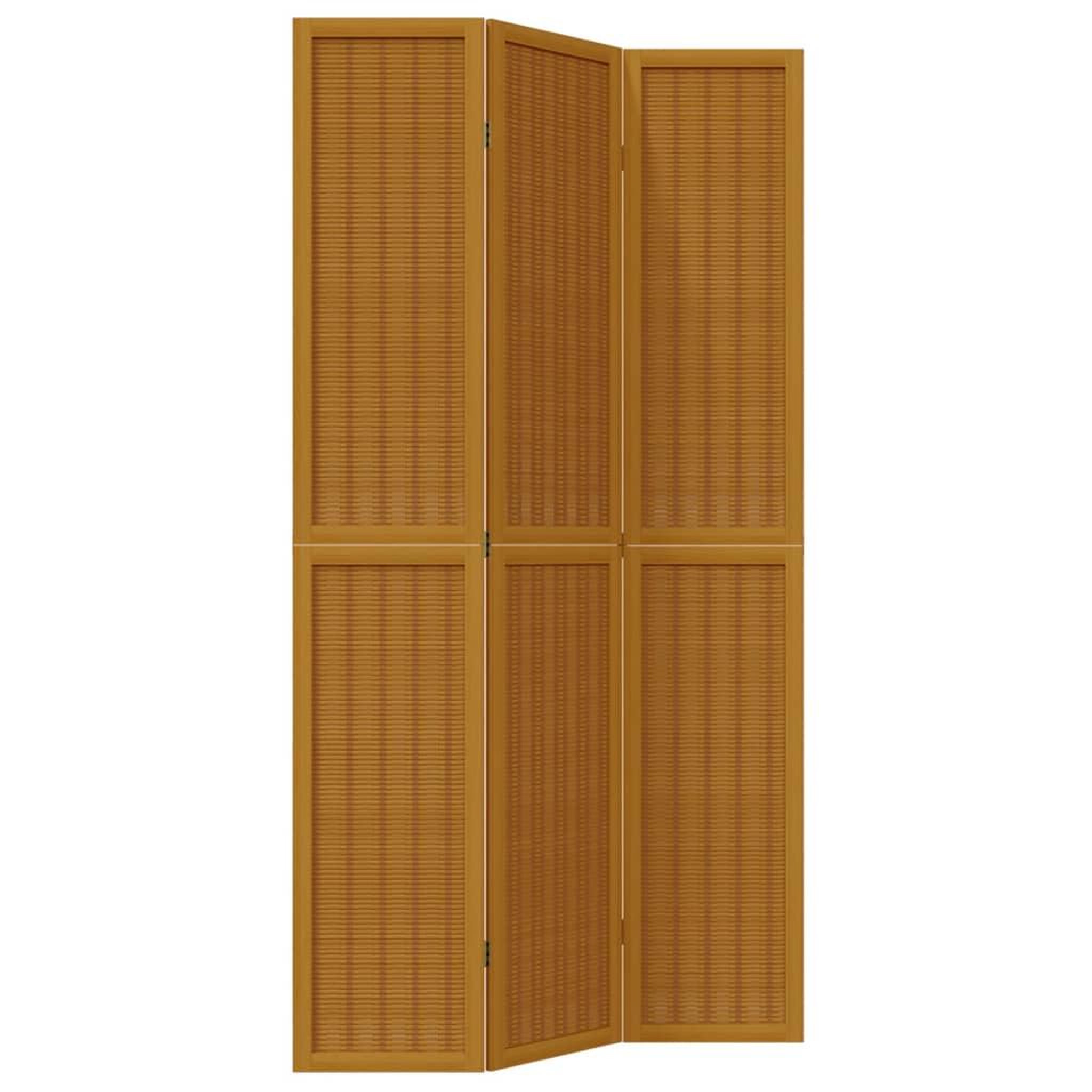 Voir la diapositive 2 : VIDAXL Cloison de separation 3 panneaux marron bois paulownia massif