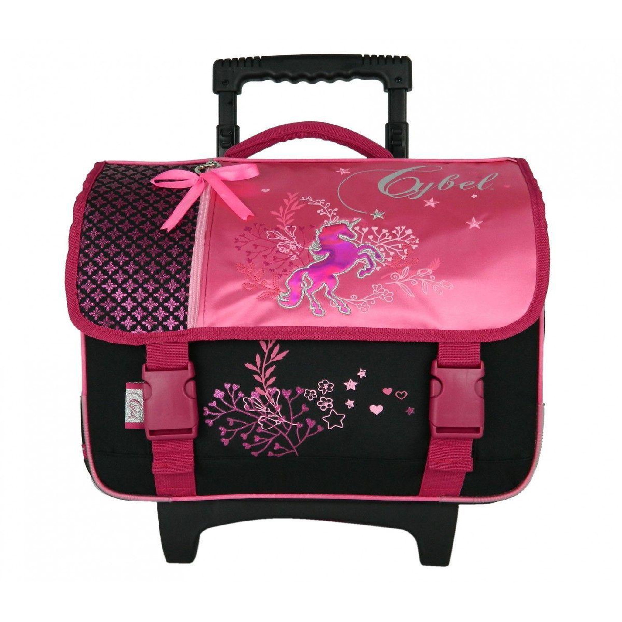 Bagtrotter Cartable à roulettes Cybel Cheval Licorne 38cm Rose