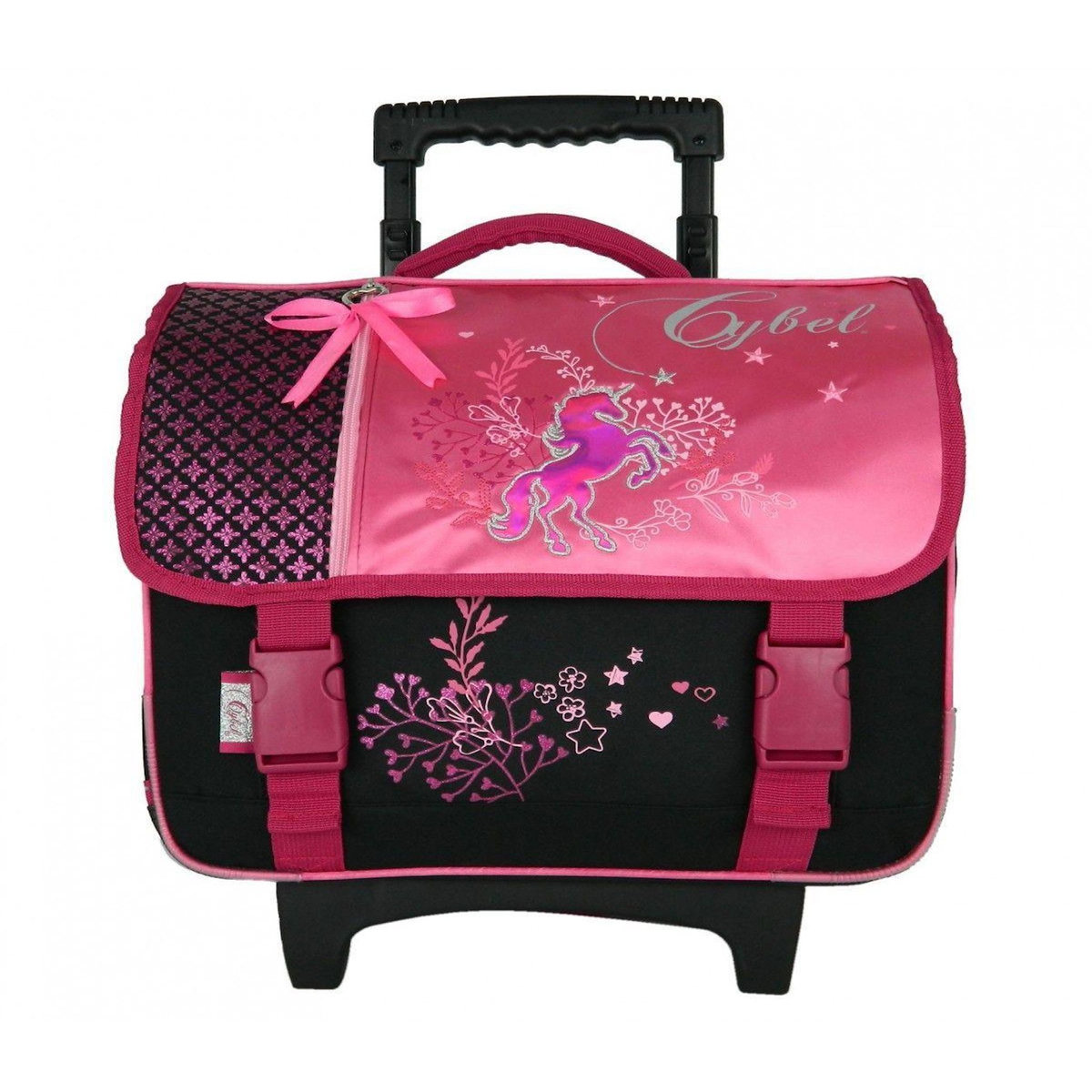Bagtrotter Cartable à roulettes Cybel Cheval Licorne 38cm Rose