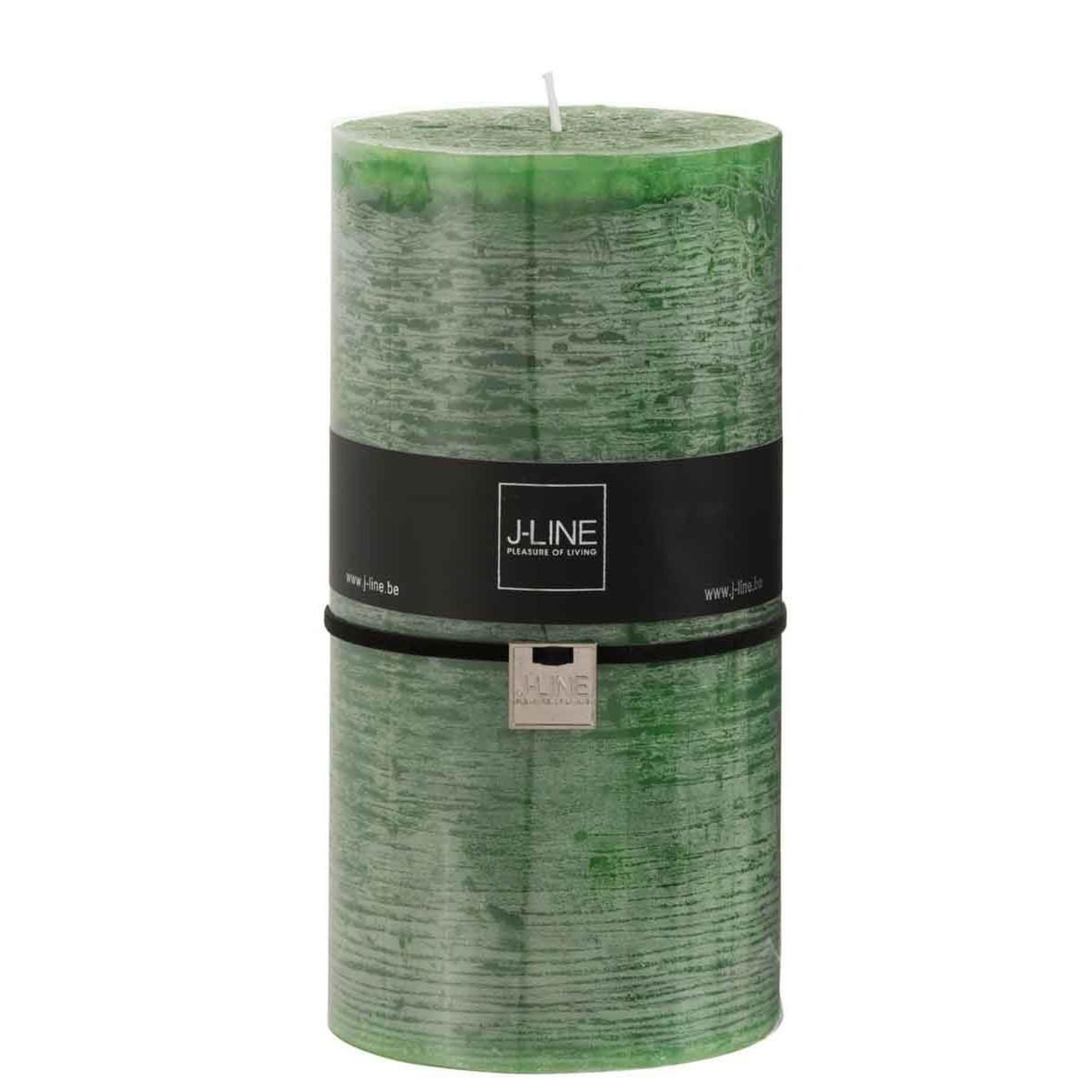 J-LINE Bougie cylindrique déco  junina  20cm vert clair