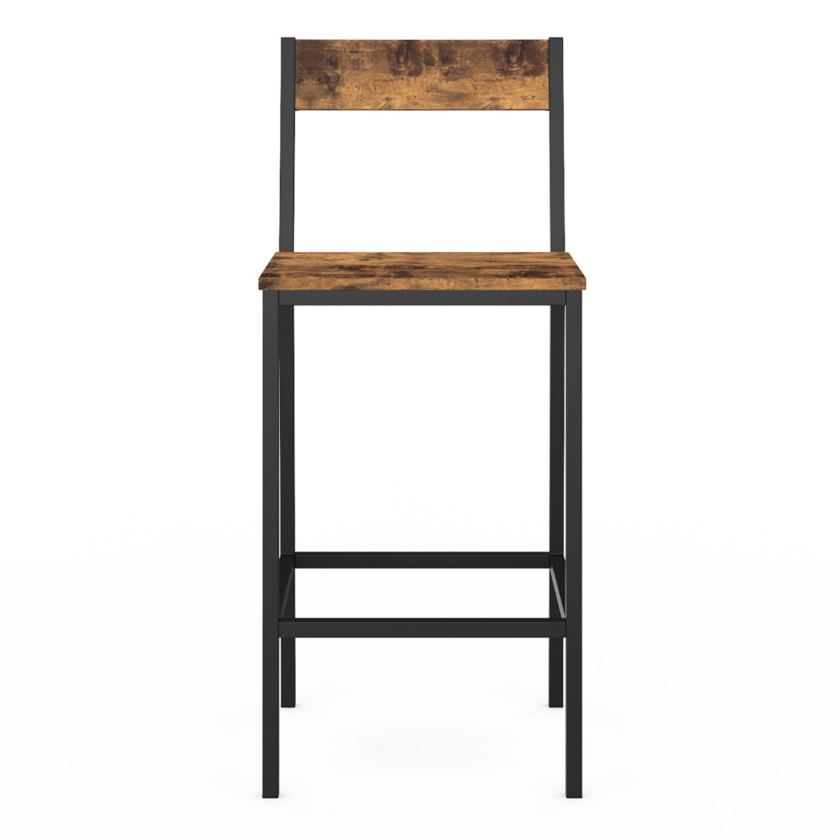 ID MARKET Lot de 4 tabourets de bar DAYTON avec dossier chaise de cuisine design industriel