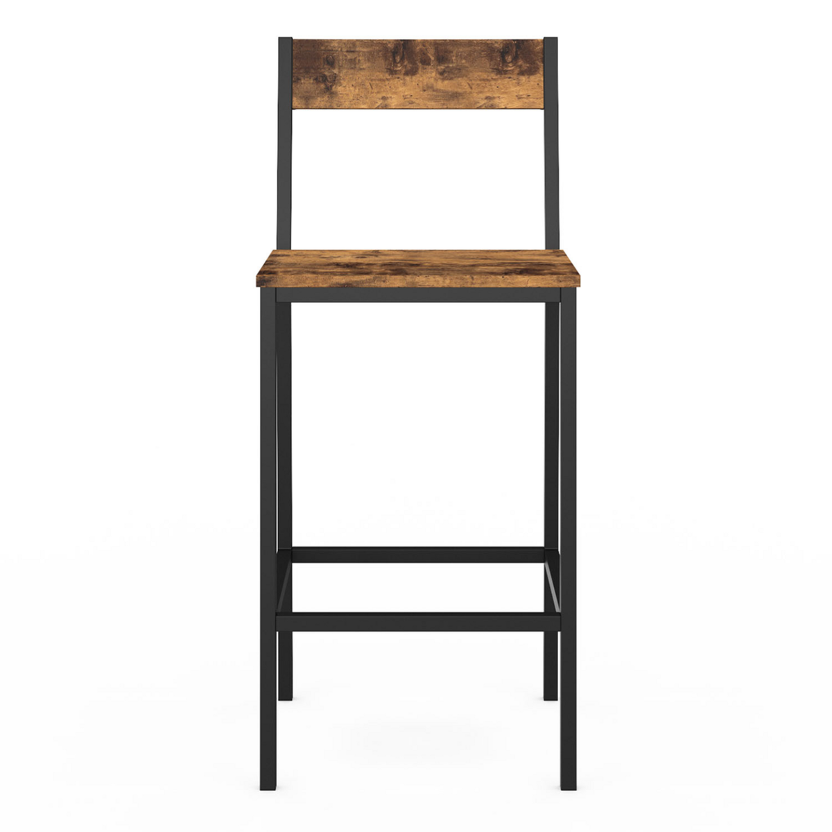 ID MARKET Lot de 4 tabourets de bar DAYTON avec dossier chaise de cuisine design industriel