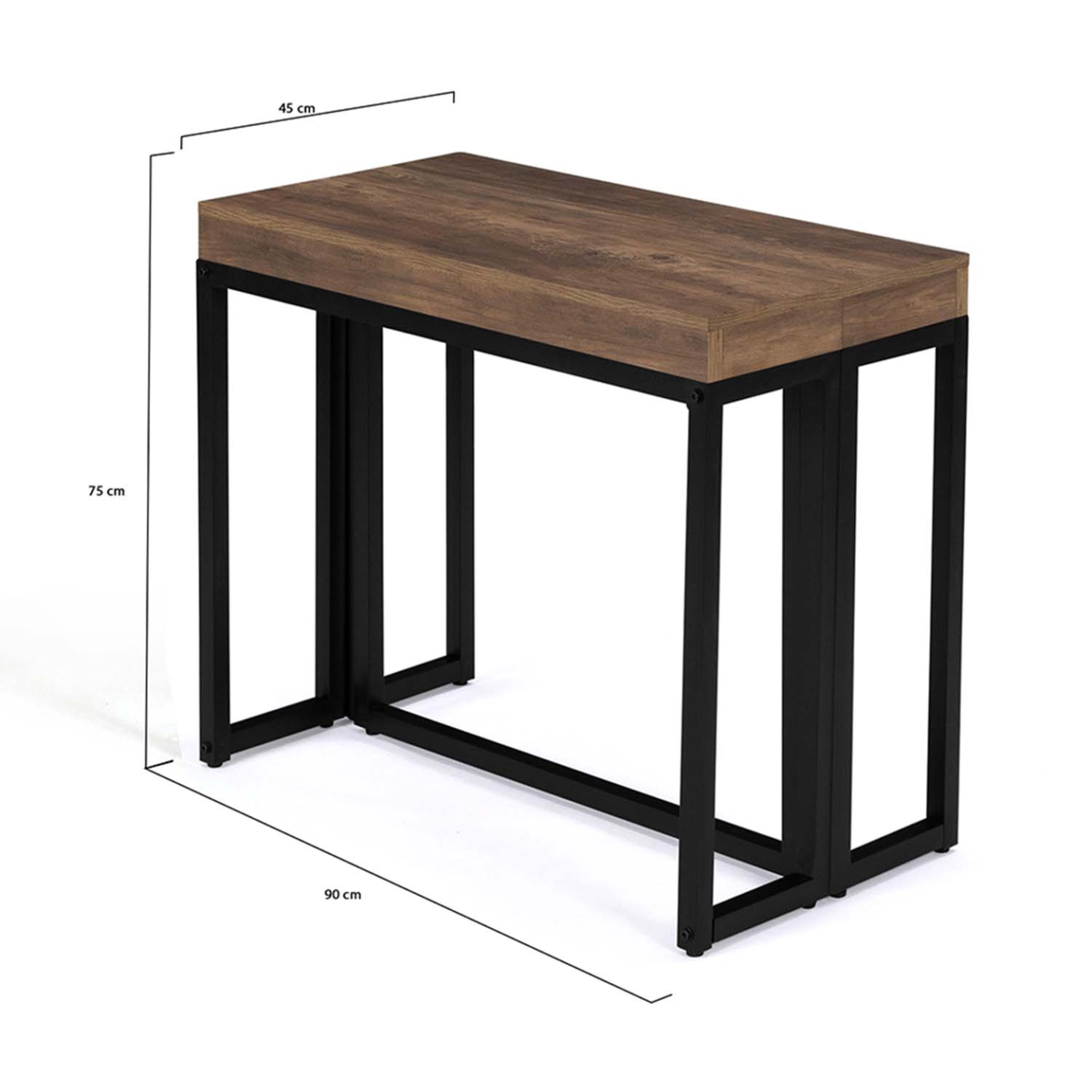 Voir la diapositive 5 : ID MARKET Table console extensible toronto 14 personnes 300 cm  bois foncé noyer design industriel