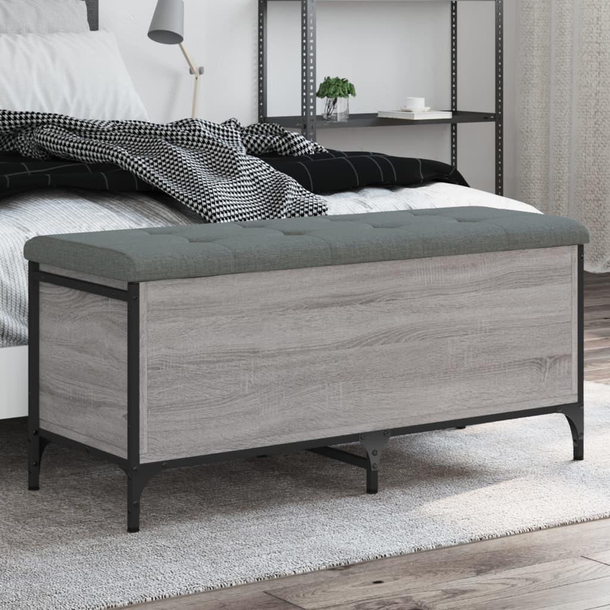 VIDAXL Banc de rangement sonoma gris 102x42x45 cm bois d'ingenierie