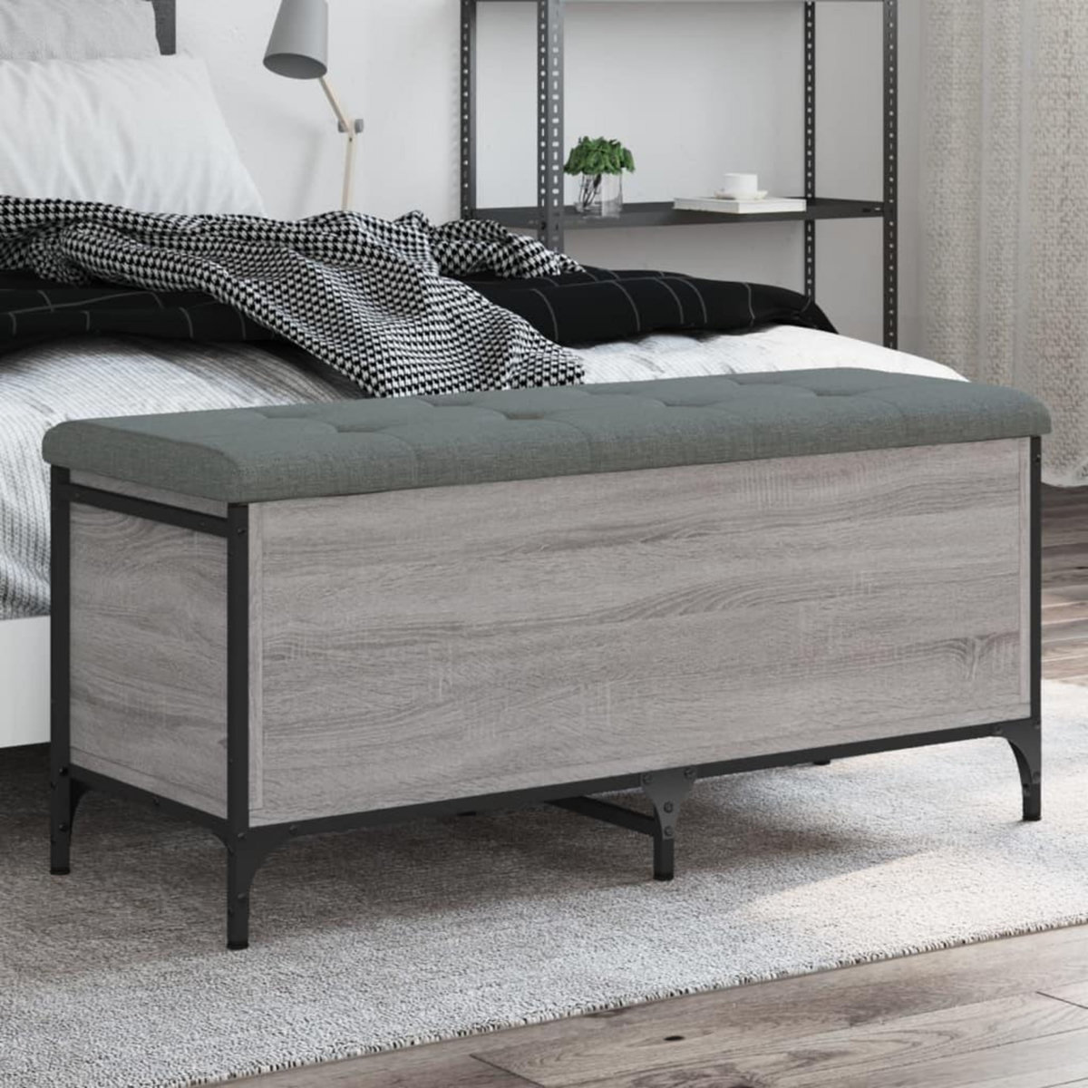 VIDAXL Banc de rangement sonoma gris 102x42x45 cm bois d'ingenierie