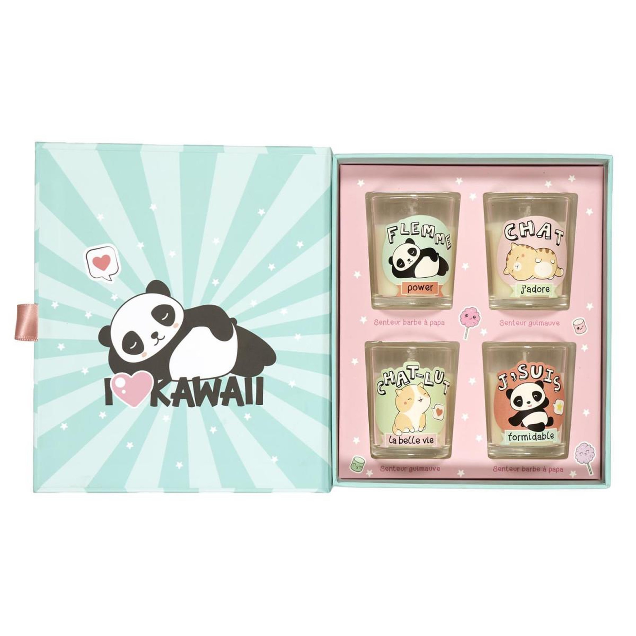 The concept Factory Coffret 4 bougies parfumées  kawaii  19cm guimauve