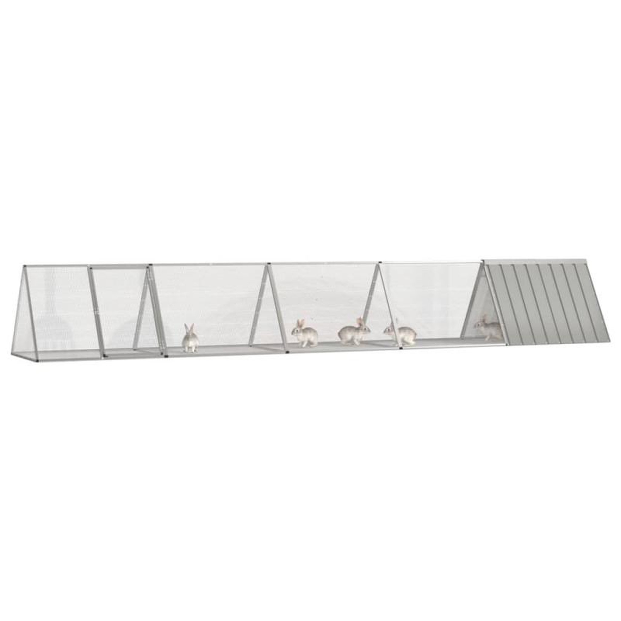 Voir la diapositive 2 : VIDAXL Cage pour lapin Gris 504,5x80,5x71 cm Acier galvanisé