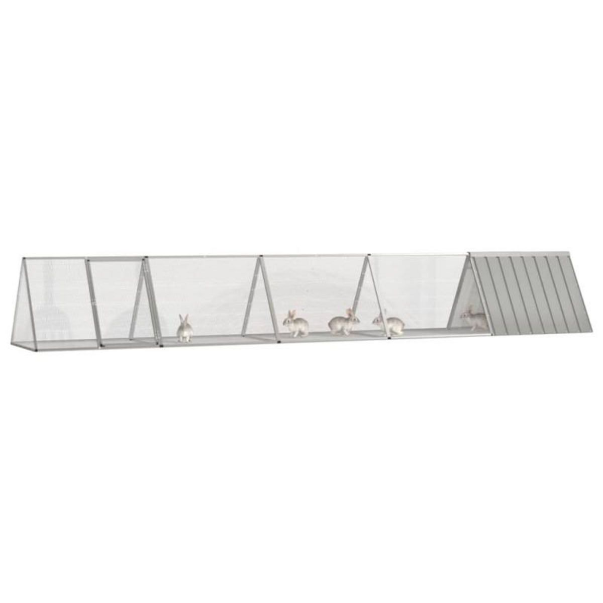 VIDAXL Cage pour lapin Gris 504,5x80,5x71 cm Acier galvanisé