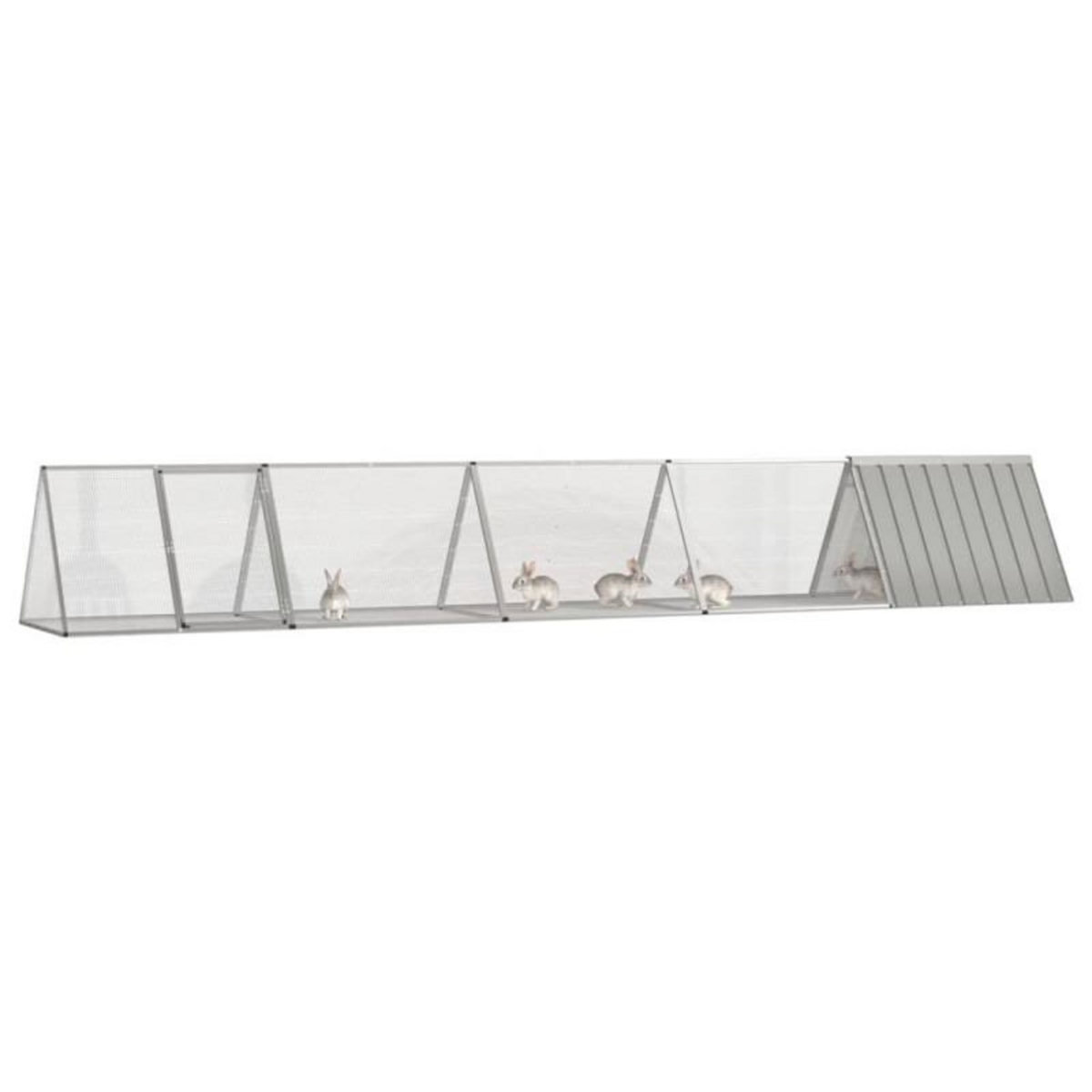 VIDAXL Cage pour lapin Gris 504,5x80,5x71 cm Acier galvanisé