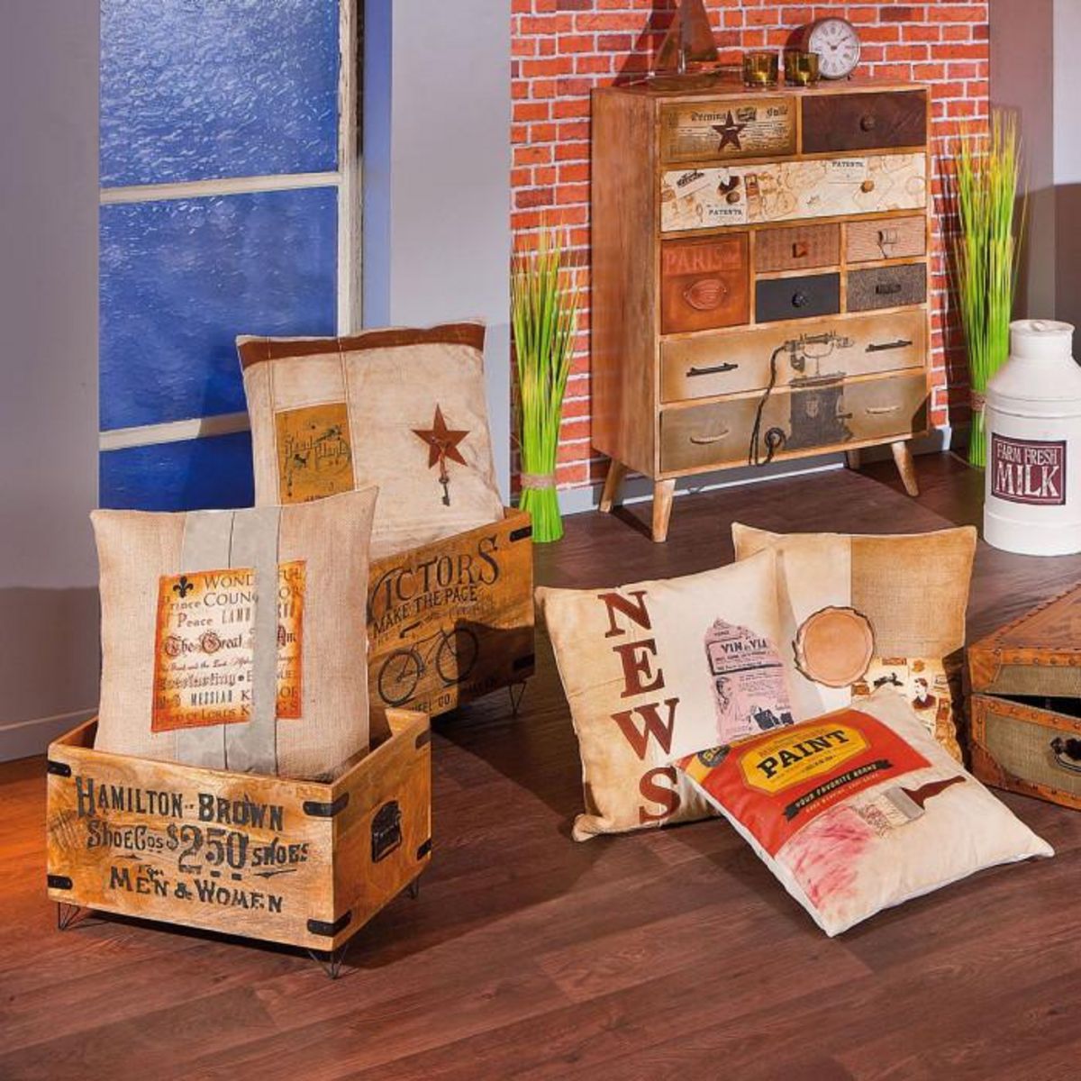 Paris Prix Coussin Déco Vintage Jute  Lord  45x45cm Naturel