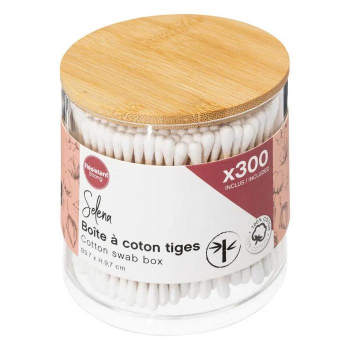 FIVE Lot de 300 Cotons-Tiges  Selena  9cm Transparent