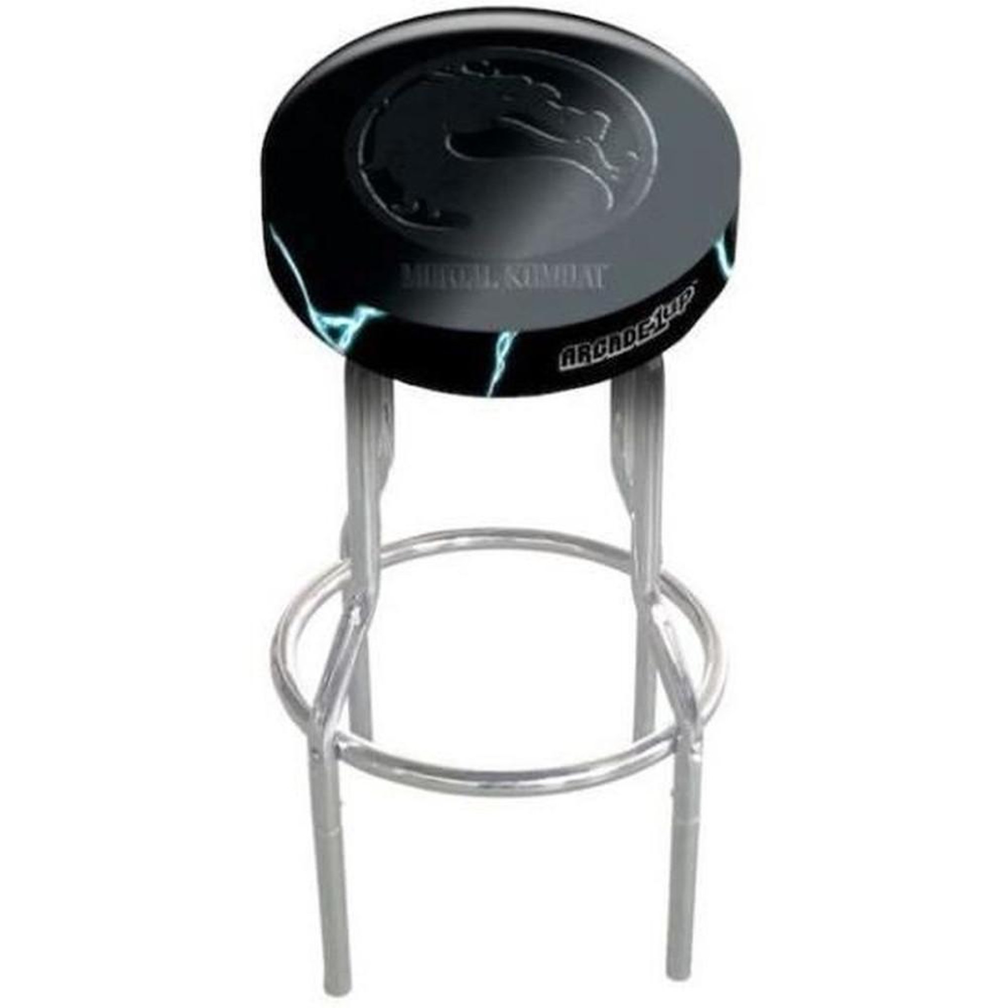 EVOLUTION Tabouret de bar réglable hauteur 55-75 cm métal noir à assise simili effet brillant thème Mortal Kombat