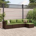 VIDAXL Salon de jardin 5 pcs avec coussins Marron Resine tressee