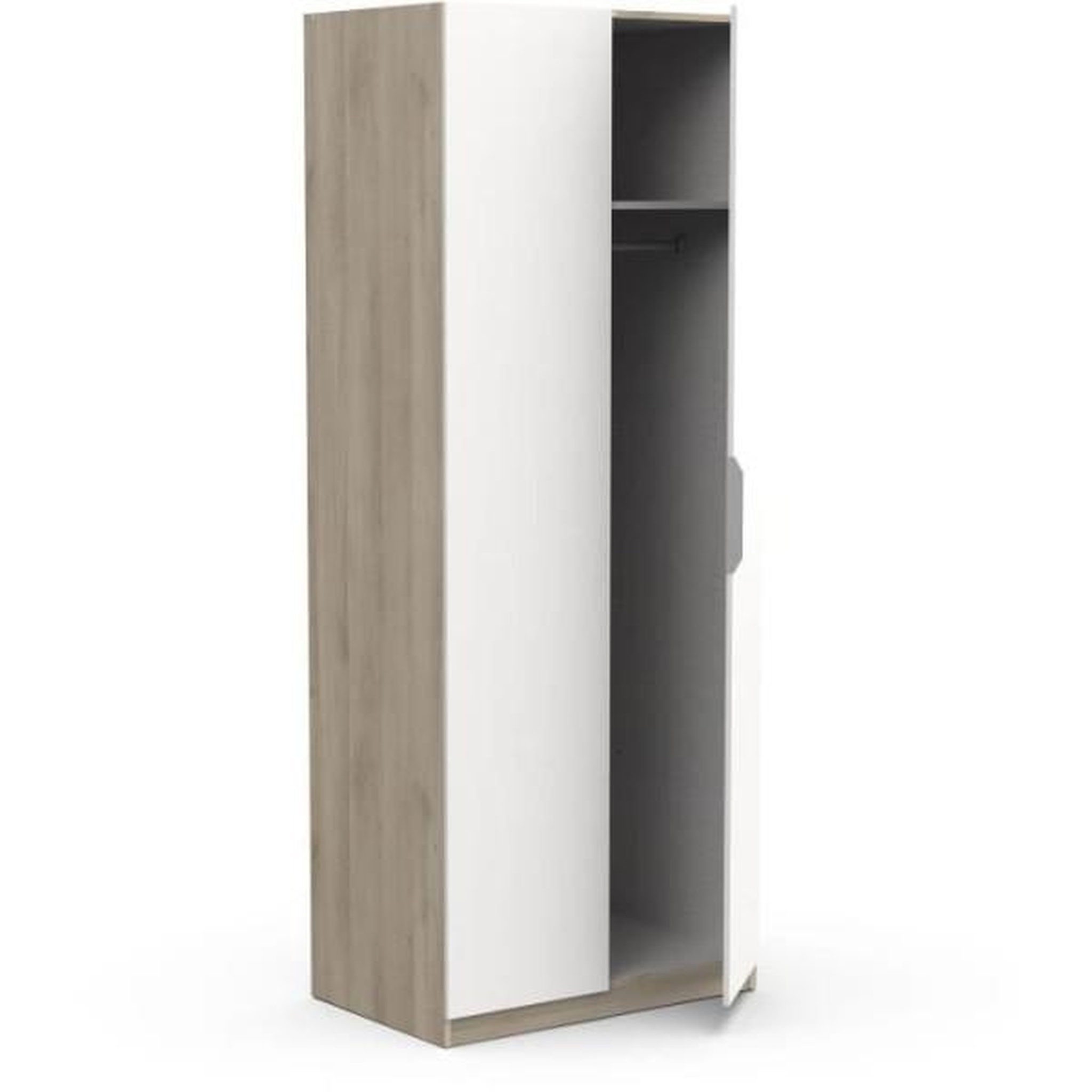 Voir la diapositive 4 : Demeyere Armoire GHOST - Décor chene kronberg et blanc mat - 2 Portes - L.79,4 x P.51,1 x H. 203 cm - DEMEYERE