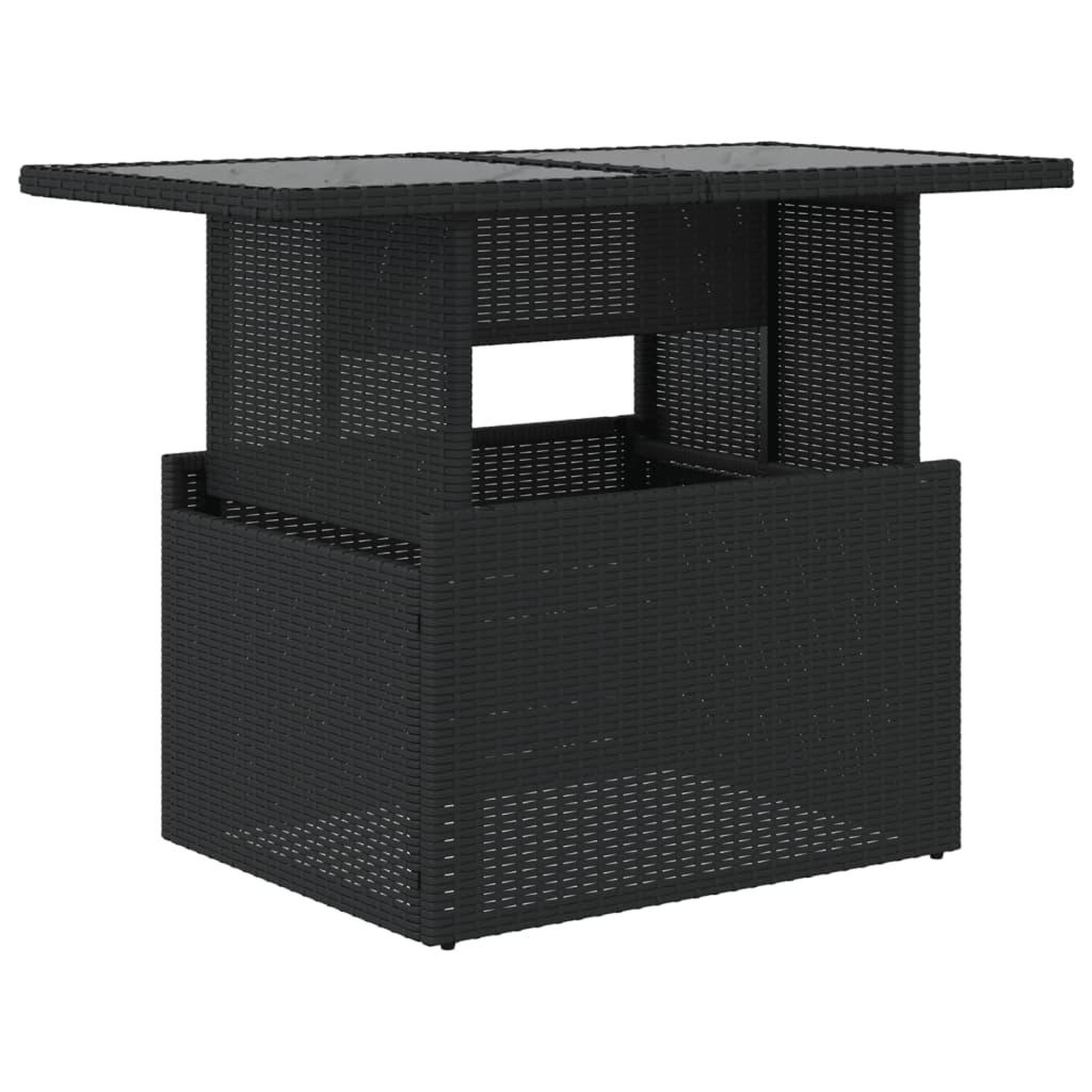 Voir la diapositive 2 : VIDAXL Table de jardin dessus en verre noir 100x55x73cm resine tressee