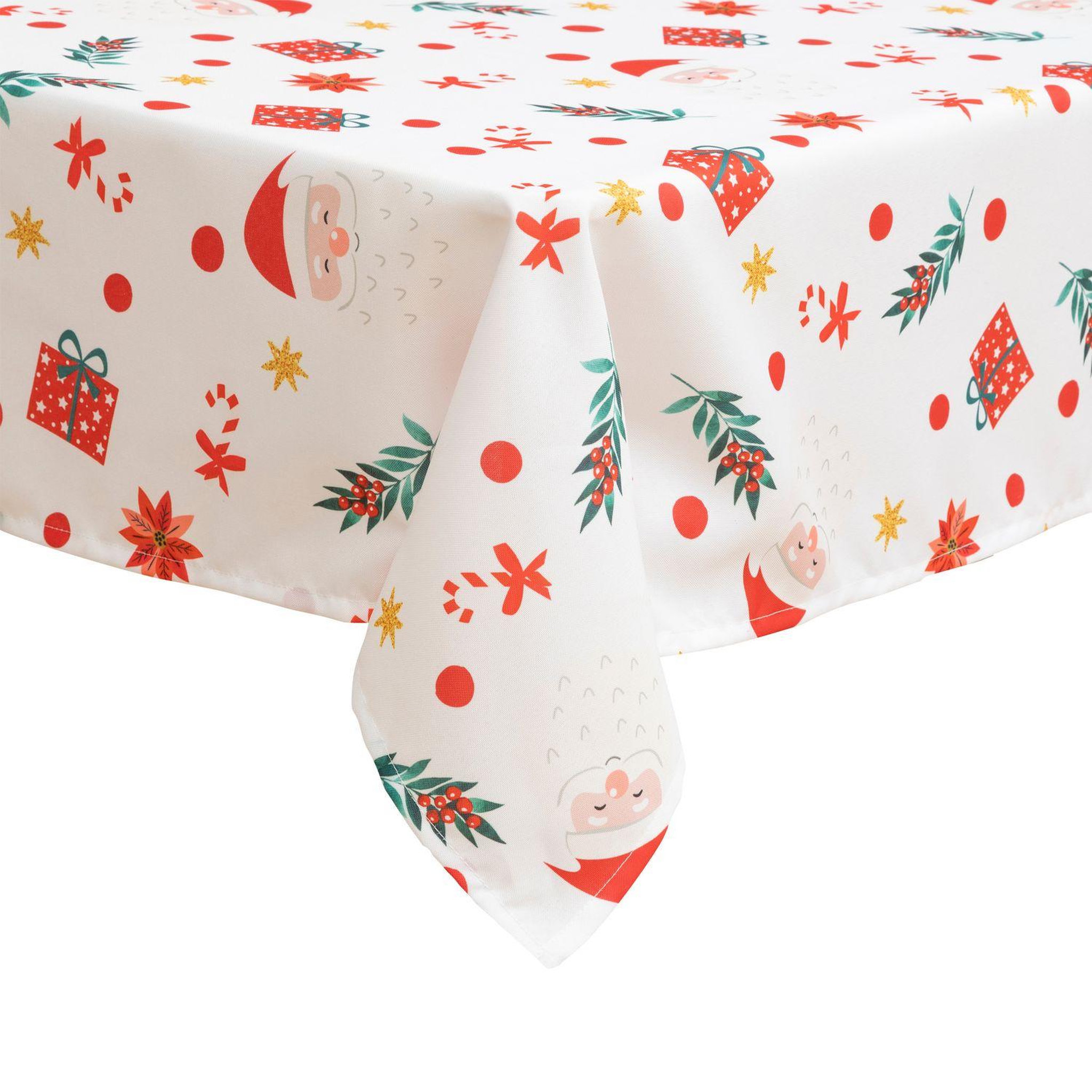 FEERIC LIGHT & CHRISTMAS Nappe de noël rectangulaire antitache motif père noël - 140 x 360 cm