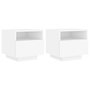 Voir la diapositive 2 : VIDAXL Armoires de chevet avec lumieres LED 2 pcs blanc 40x39x37 cm