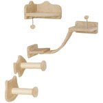 PAWHUT Arbre à chat mural - étagères murales chat - parcours mural 4 pièces - beige