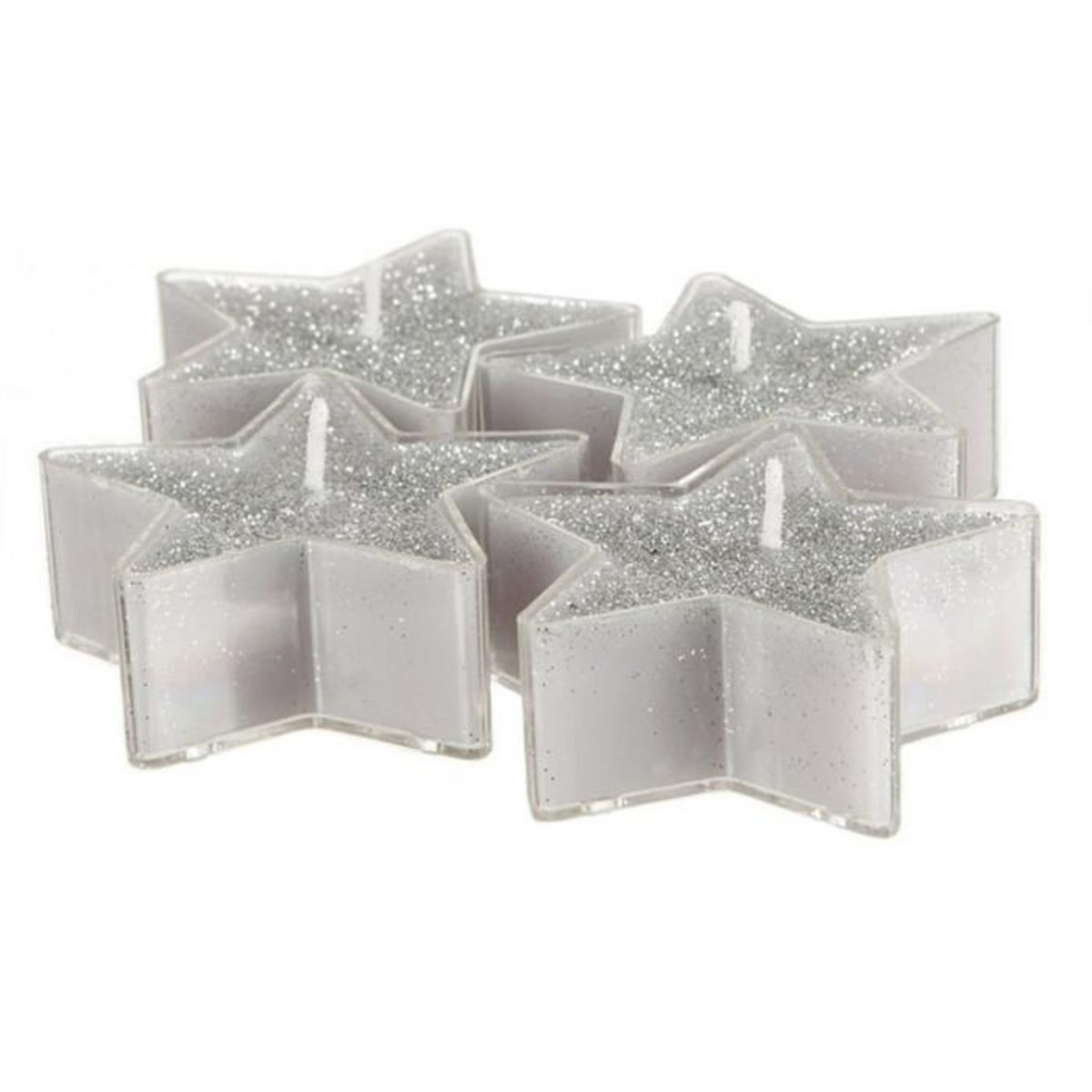 FEERIC LIGHT & CHRISTMAS Lot de 4 Bougies Étoiles  Colorama  24g Argent