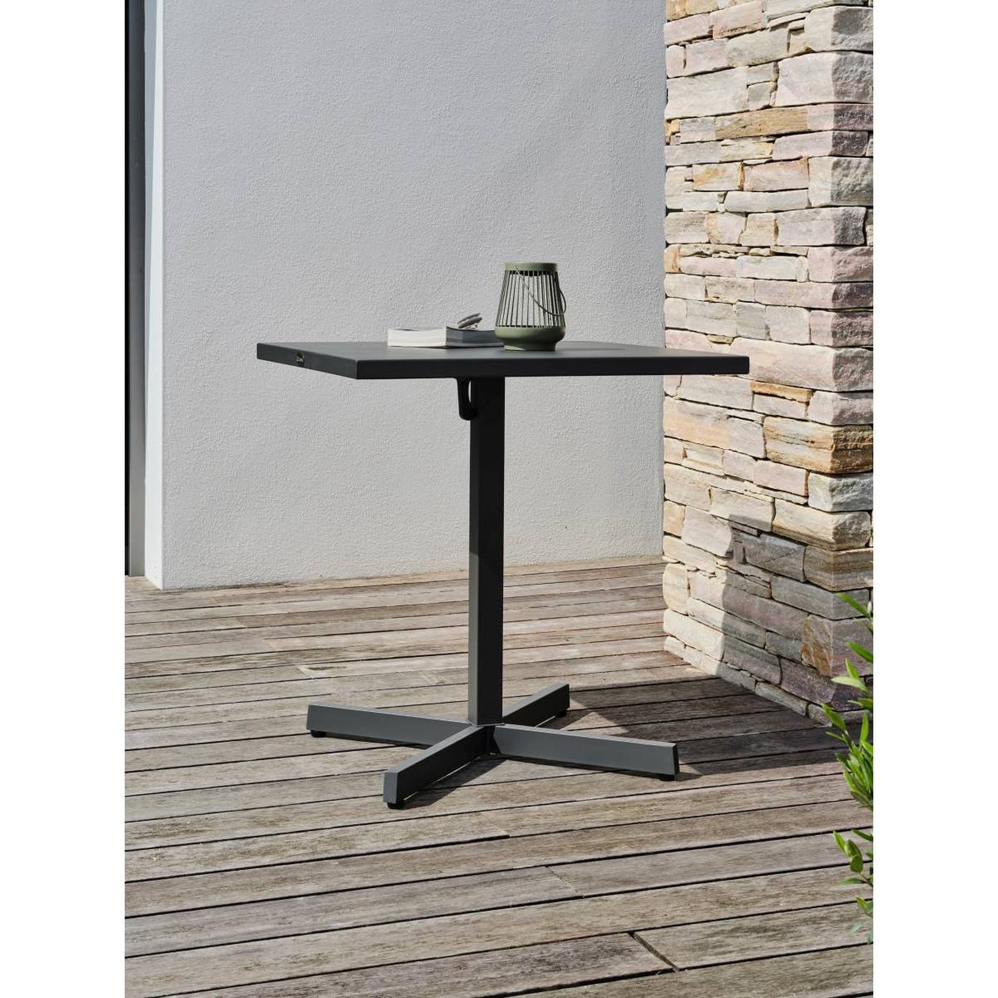 Voir la diapositive 3 : Paris Prix Ensemble Table de jardin & 2 Fauteuils  Louise & Marceau  74cm Anthracite & Vert Olive