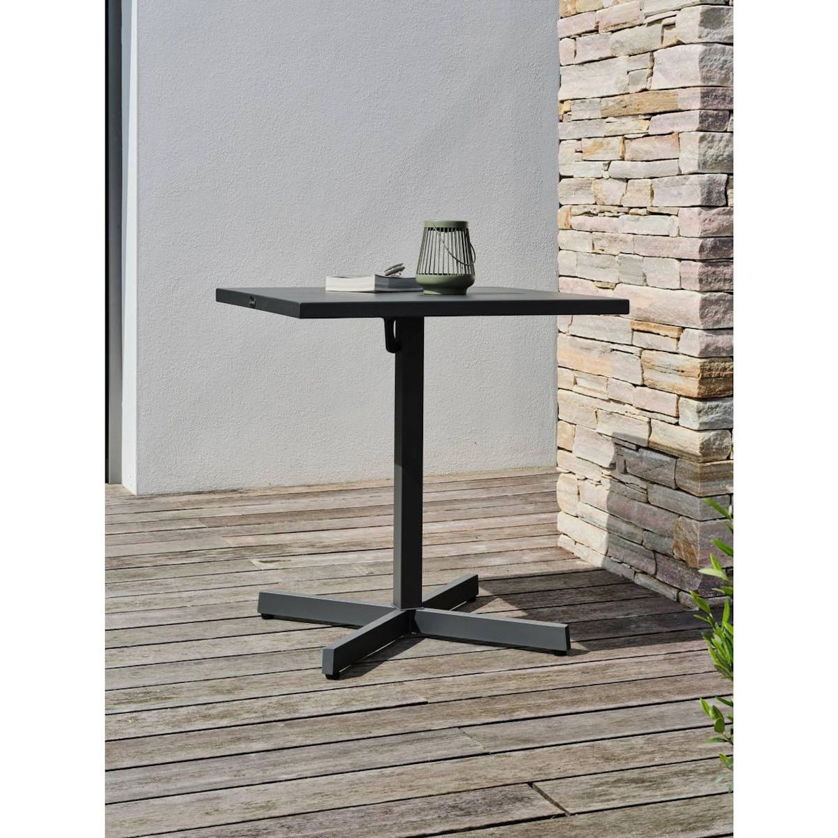 Paris Prix Ensemble Table de jardin & 2 Fauteuils  Louise & Marceau  74cm Anthracite & Vert Olive