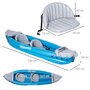 OUTSUNNY Canoé kayak gonflable 2 personnes - gonfleur, kit réparation, 2 rames inclus - PVC gris bleu