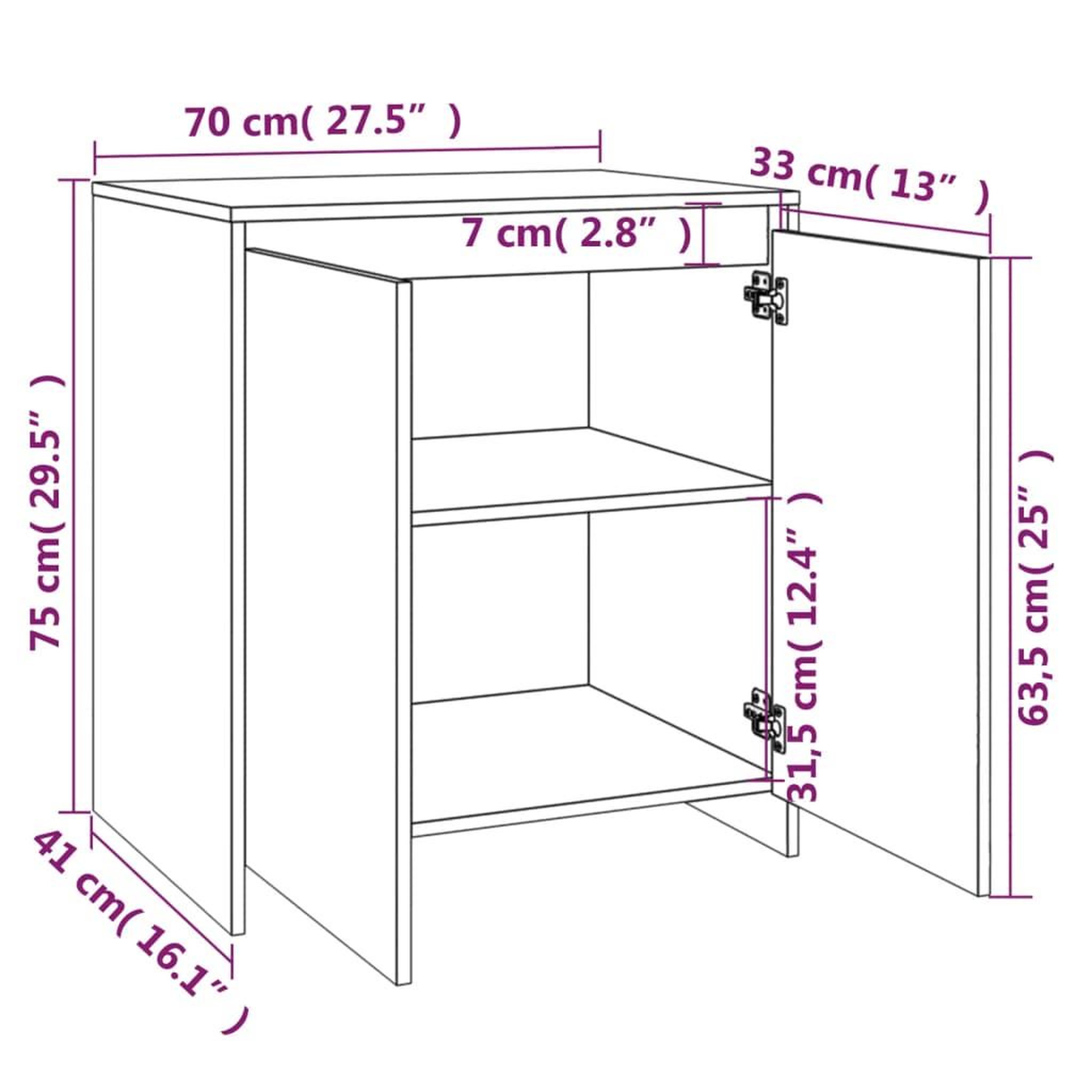 Voir la diapositive 6 : VIDAXL Buffet Noir 70x41x75 cm Bois d'ingenierie