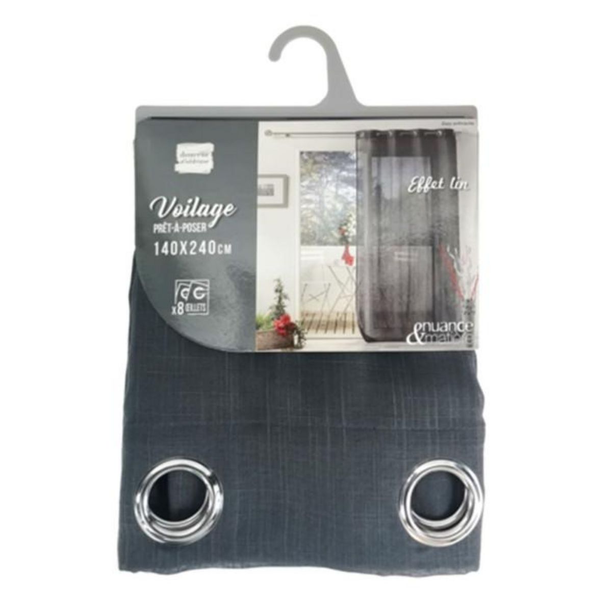 Paris Prix Rideau Voilage à Œillets  Zazy  140x240cm Anthracite