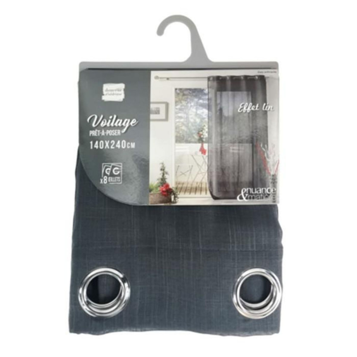 Paris Prix Rideau Voilage à Œillets  Zazy  140x240cm Anthracite