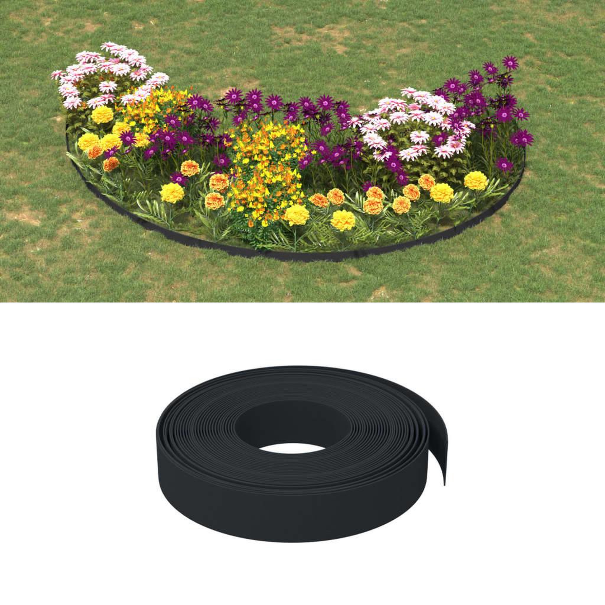 VIDAXL Bordures de jardin 3 pcs noir 10 m 10 cm polyethylene