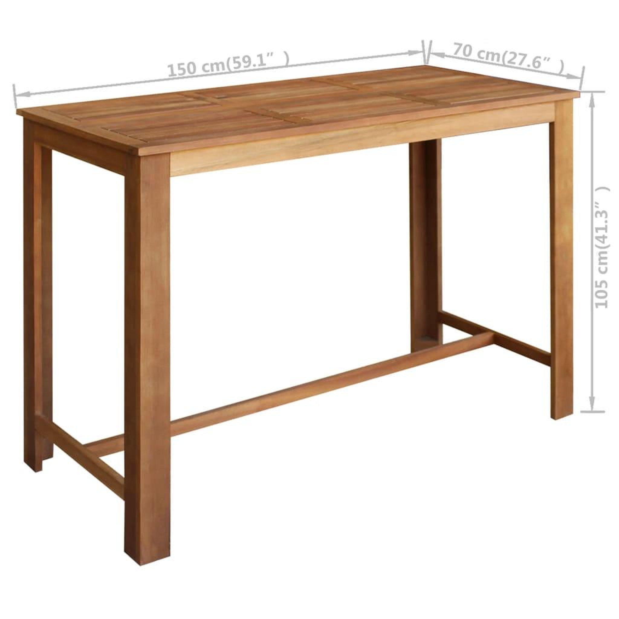 Voir la diapositive 5 : VIDAXL Table de bar Bois d'acacia massif 150x70x105 cm