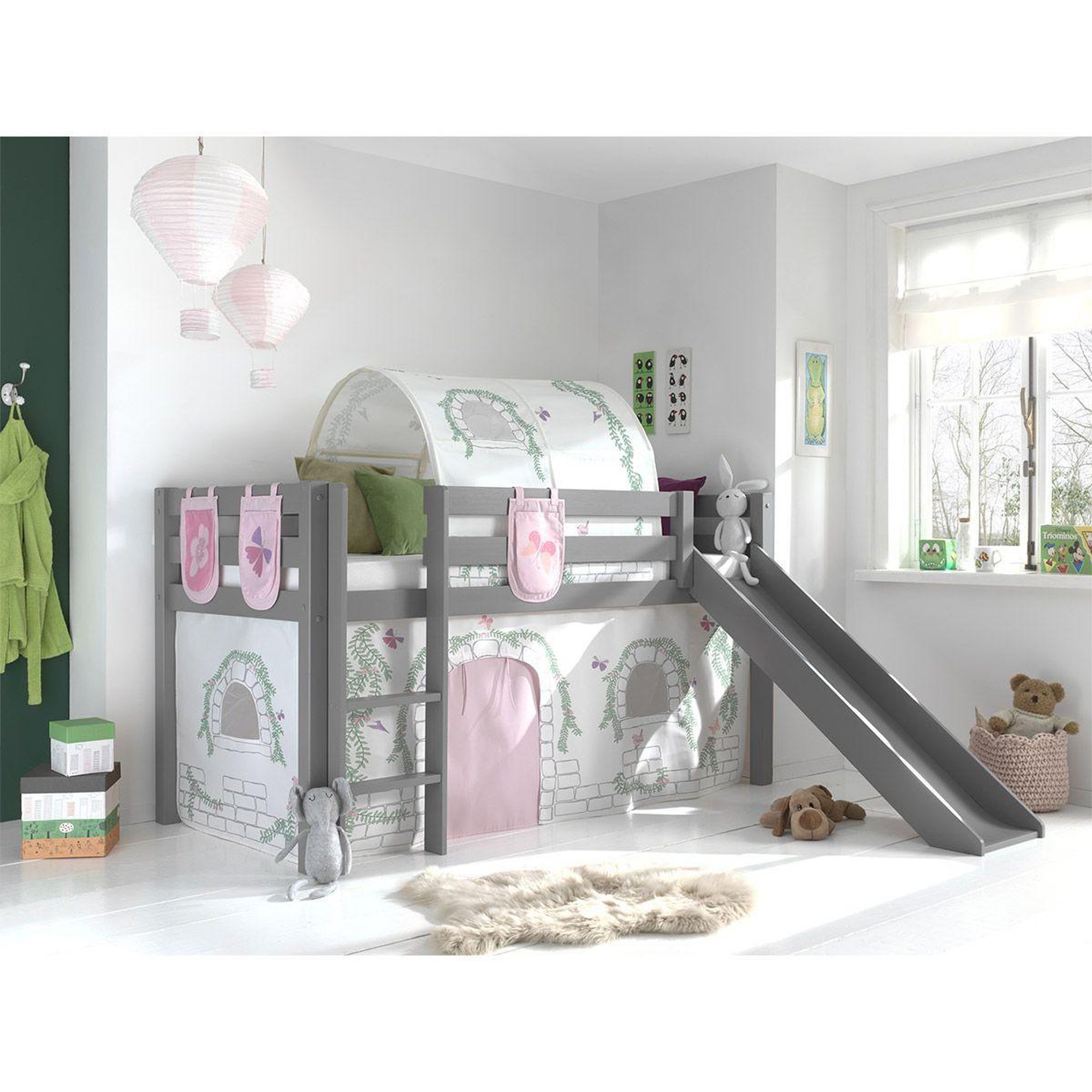 Voir la diapositive 2 : Paris Prix Pack - lit enfant, tente, 3 pochettes & tunnel  pino birdy  gris