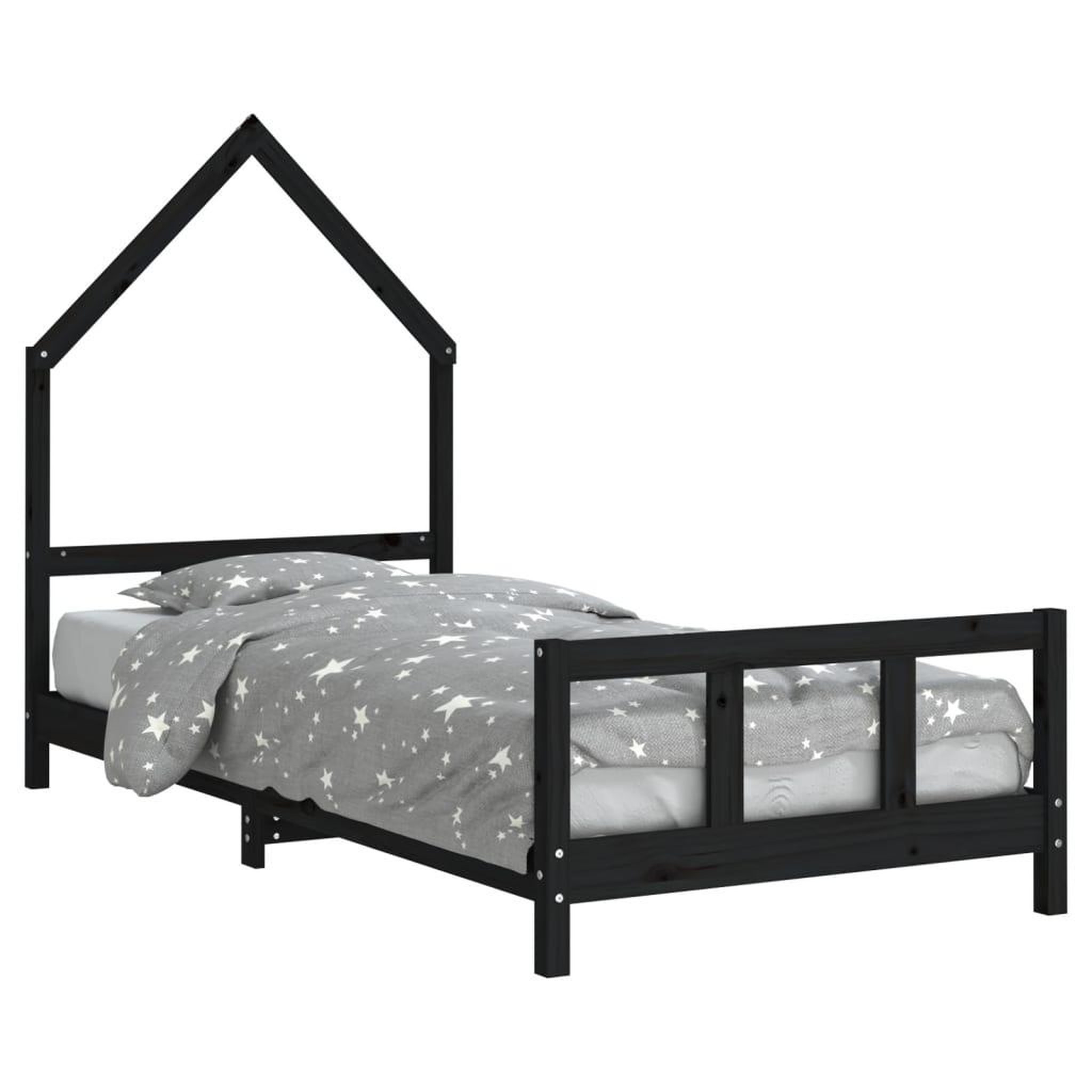 Voir la diapositive 2 : VIDAXL Cadre de lit pour enfants noir 90x190 cm bois de pin massif