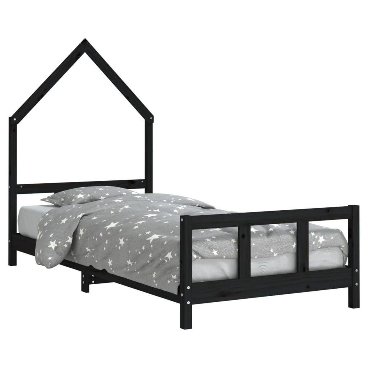 VIDAXL Cadre de lit pour enfants noir 90x190 cm bois de pin massif