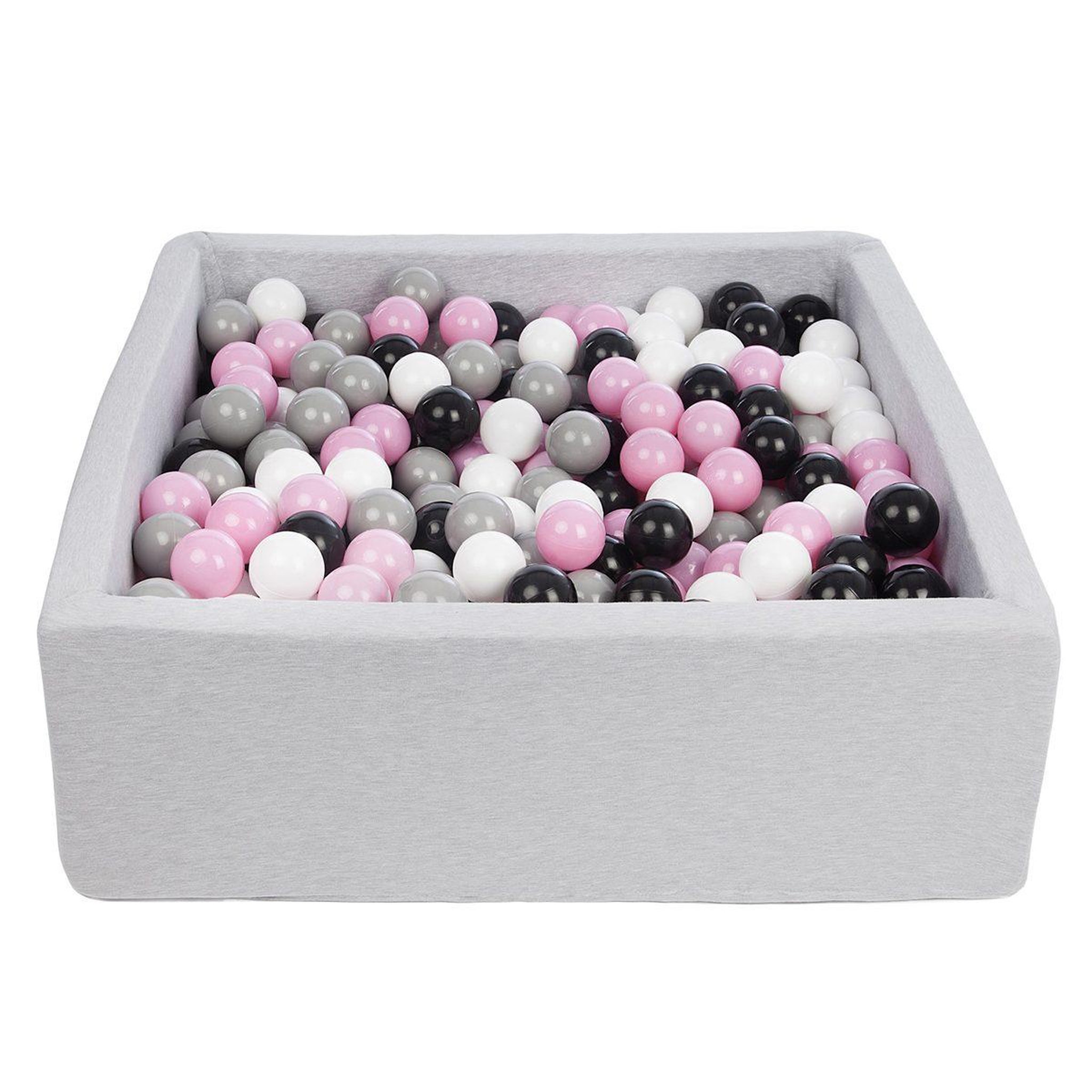 VELINDA Piscine à balles pour enfant, 90x90 cm, aire de jeu + 450 balles noir,blanc,rose clair,gris