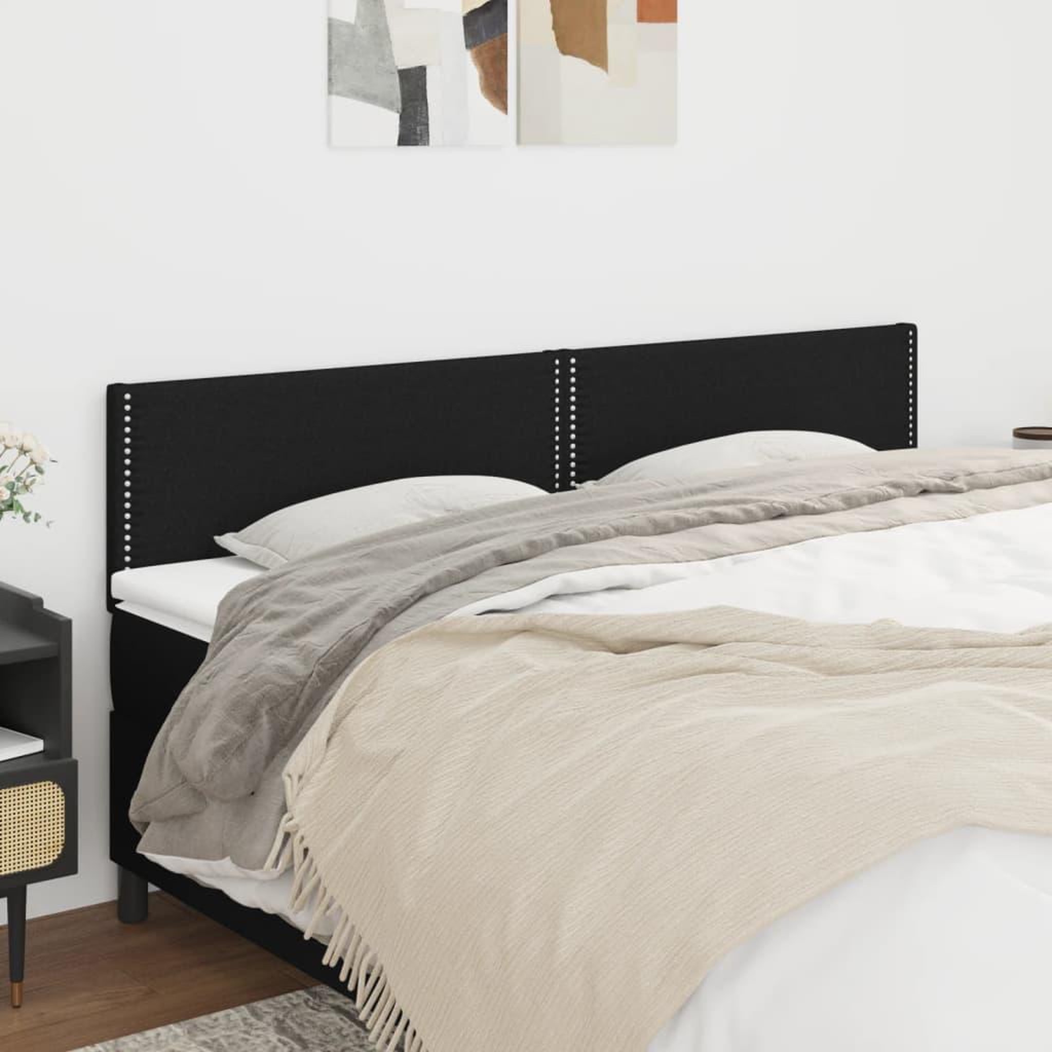 Voir la diapositive 1 : VIDAXL Tetes de lit 2 pcs Noir 80x5x78/88 cm Tissu