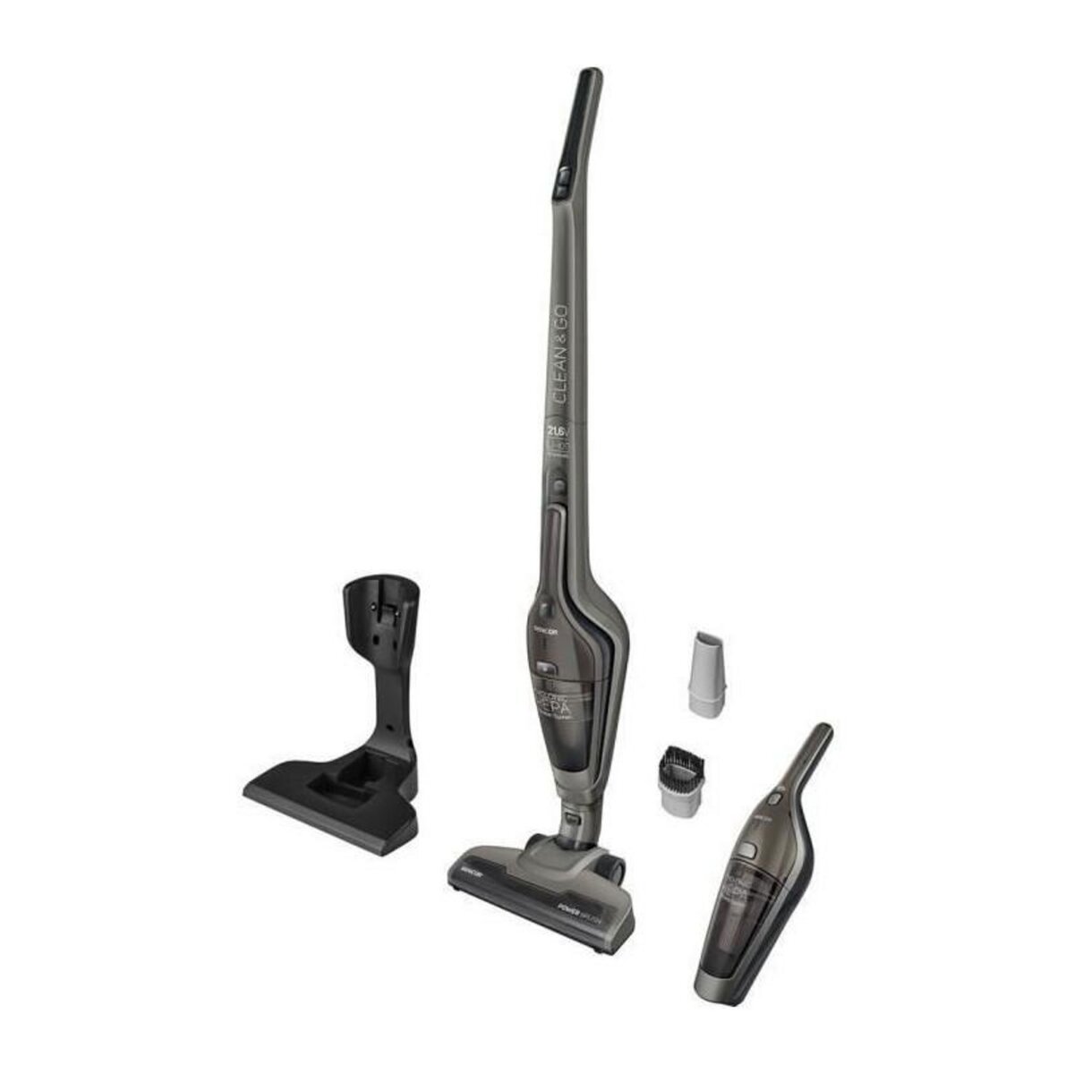 SENCO Aspirateur Balai sans fil 2-en-1 - SENCOR - SVC 8621TI - 110 W - 50 min - 0,5 L - Batterie Li-Ion 21,6 V - Titane