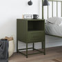 Voir la diapositive 3 : VIDAXL Table de chevet vert olive 36x39x60,5 cm acier