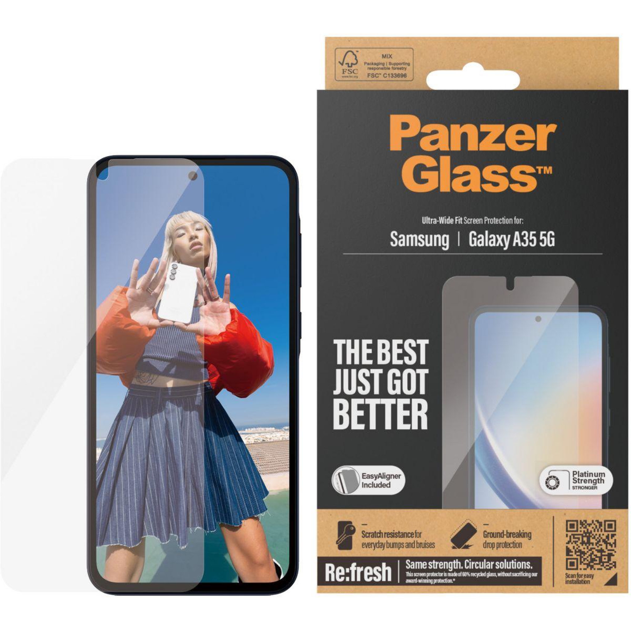 Voir la diapositive 2 : PANZERGLASS Protège écran Samsung A35 Ultra-Wide Fit