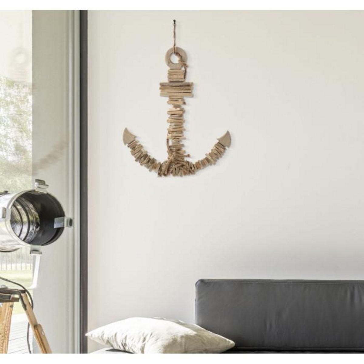 Paris Prix Décoration Murale en Bois à Suspendre  Ancre  46cm Naturel