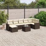 VIDAXL Salon de jardin 8 pcs avec coussins marron resine tressee