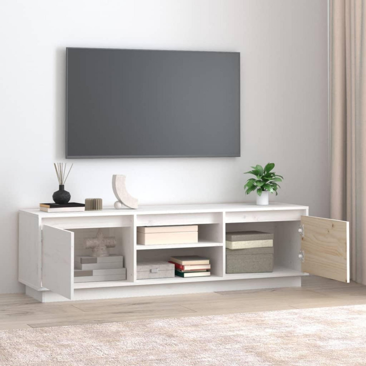 VIDAXL Meuble TV Blanc 140x35x40 cm Bois de pin massif