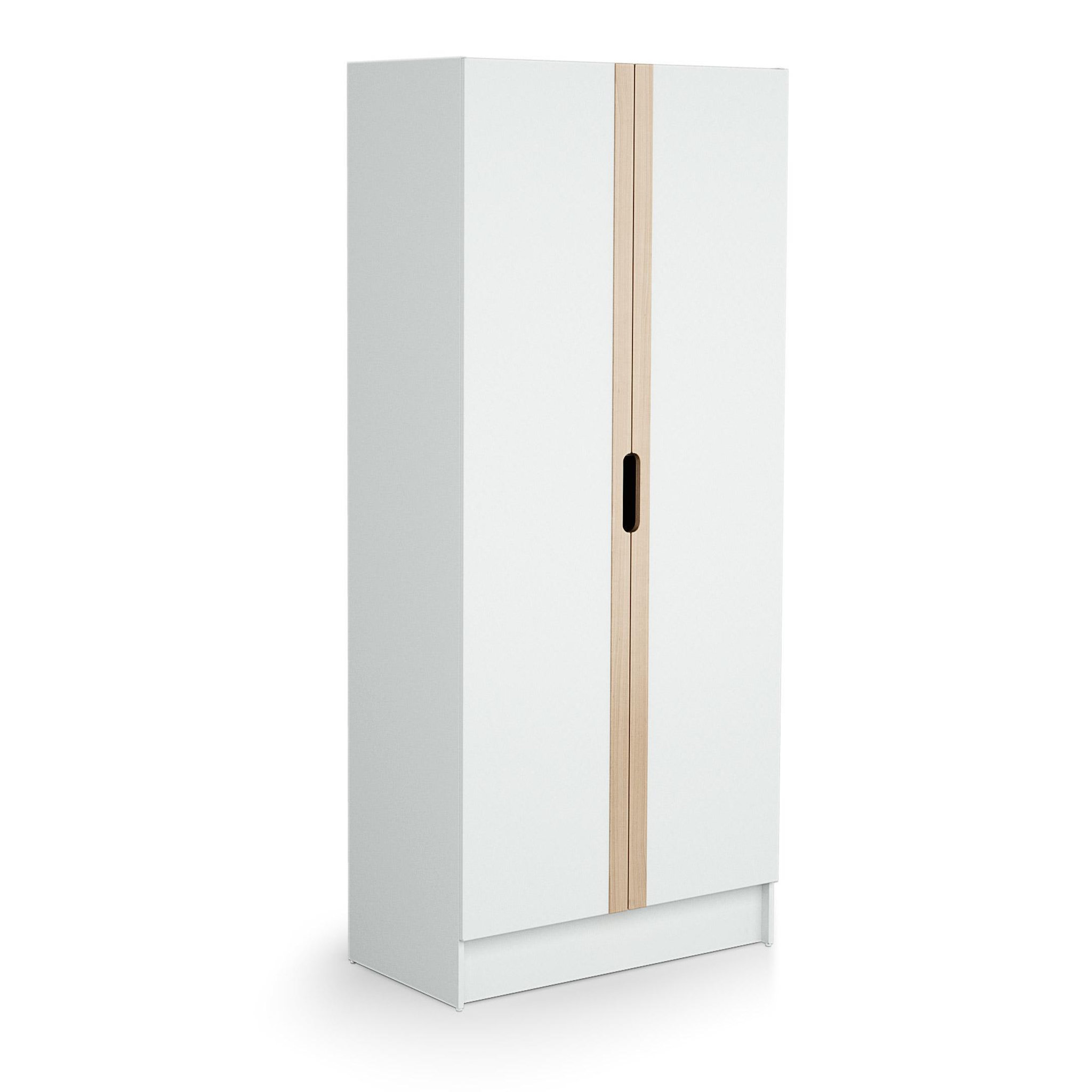 Voir la diapositive 5 : AT4 Chambre bébé lit, commode à langer et armoire blanc et hêtre verni