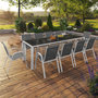 Voir la diapositive 2 : ID MARKET Salon de jardin MADRID table 240 CM et 10 chaises empilables blanc et gris